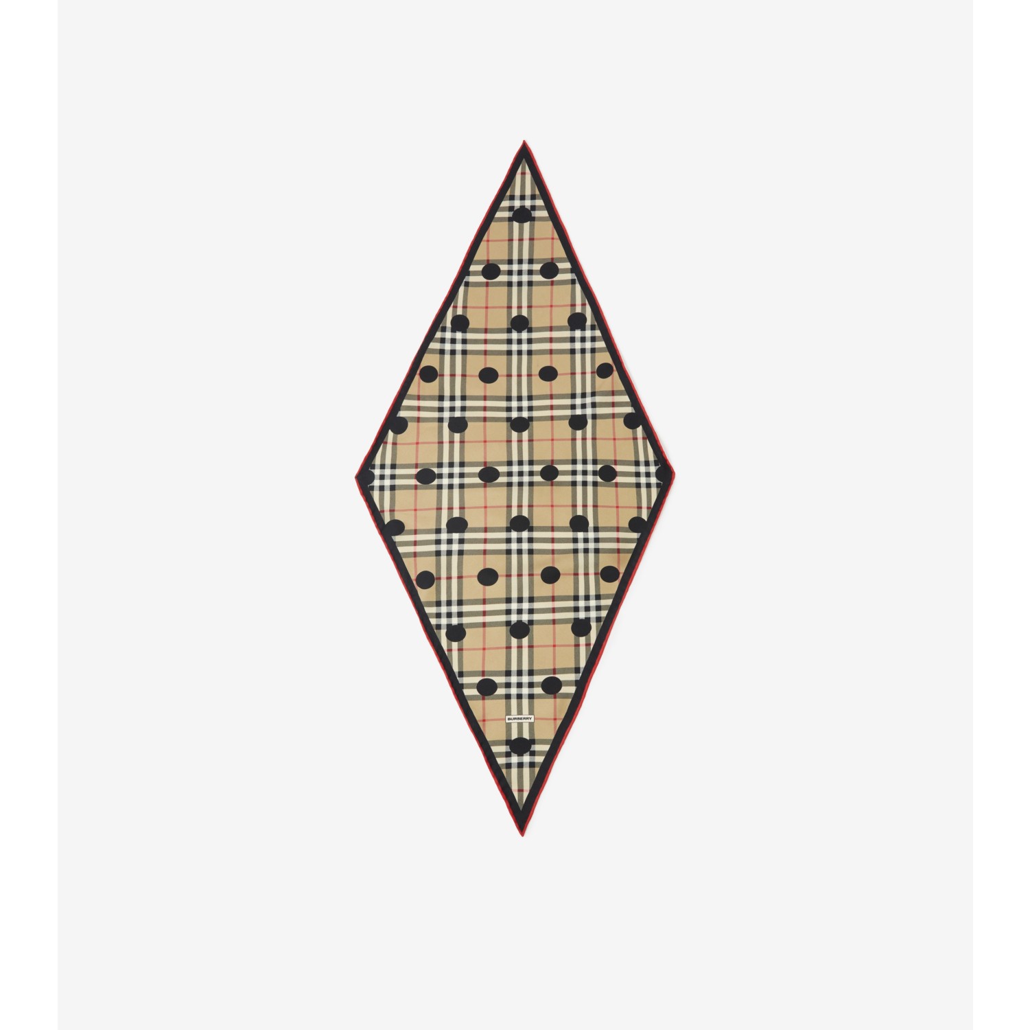 Polka Dot Check Silk Scarf in Archive Beige Burberry Official