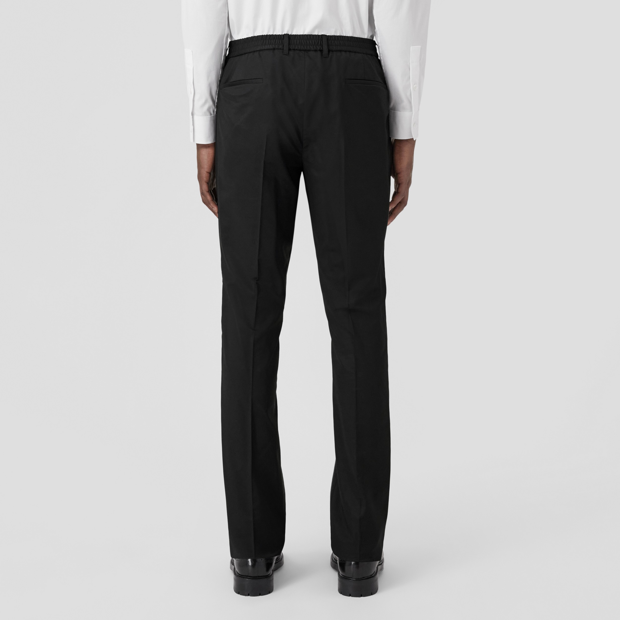 Slim Fit Pocket Detail Wool Blend Trousers in Black - Men | Burberry® Official - 3
