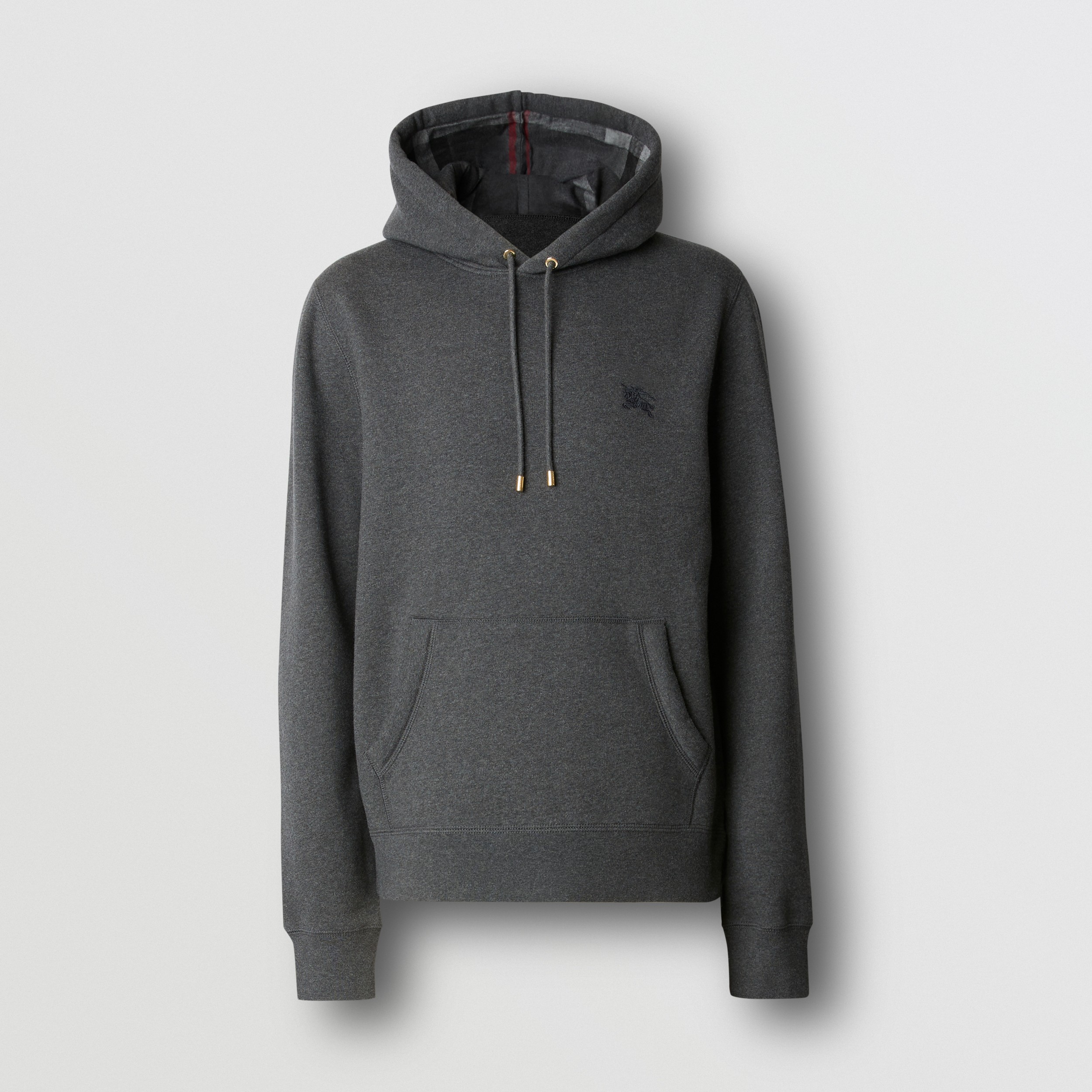 Embroidered EKD Cotton Blend Hoodie in Charcoal Melange - Men | Burberry®  Official