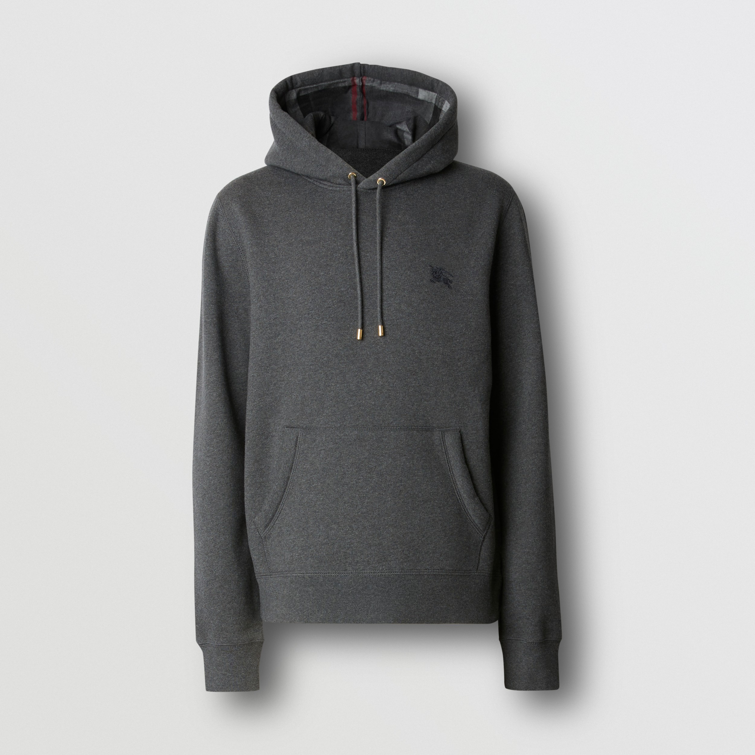 Embroidered EKD Cotton Blend Hoodie in Charcoal melange - Men