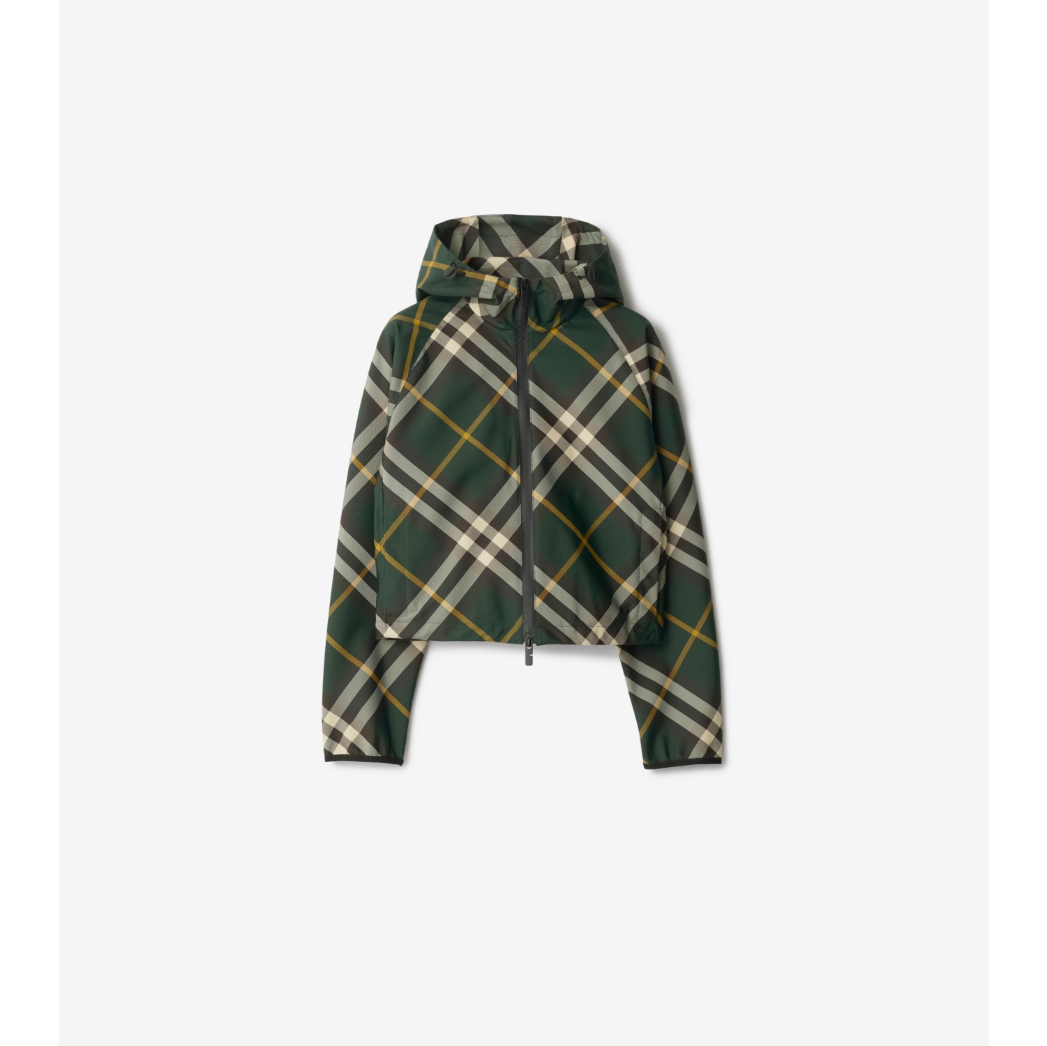 Jaqueta cropped leve em Check