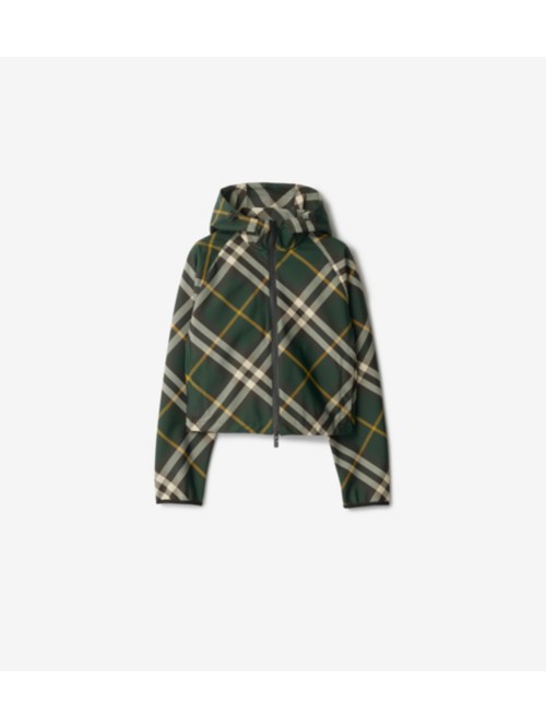 Burberry Cropped Check Lightweight Jacket In Ivy