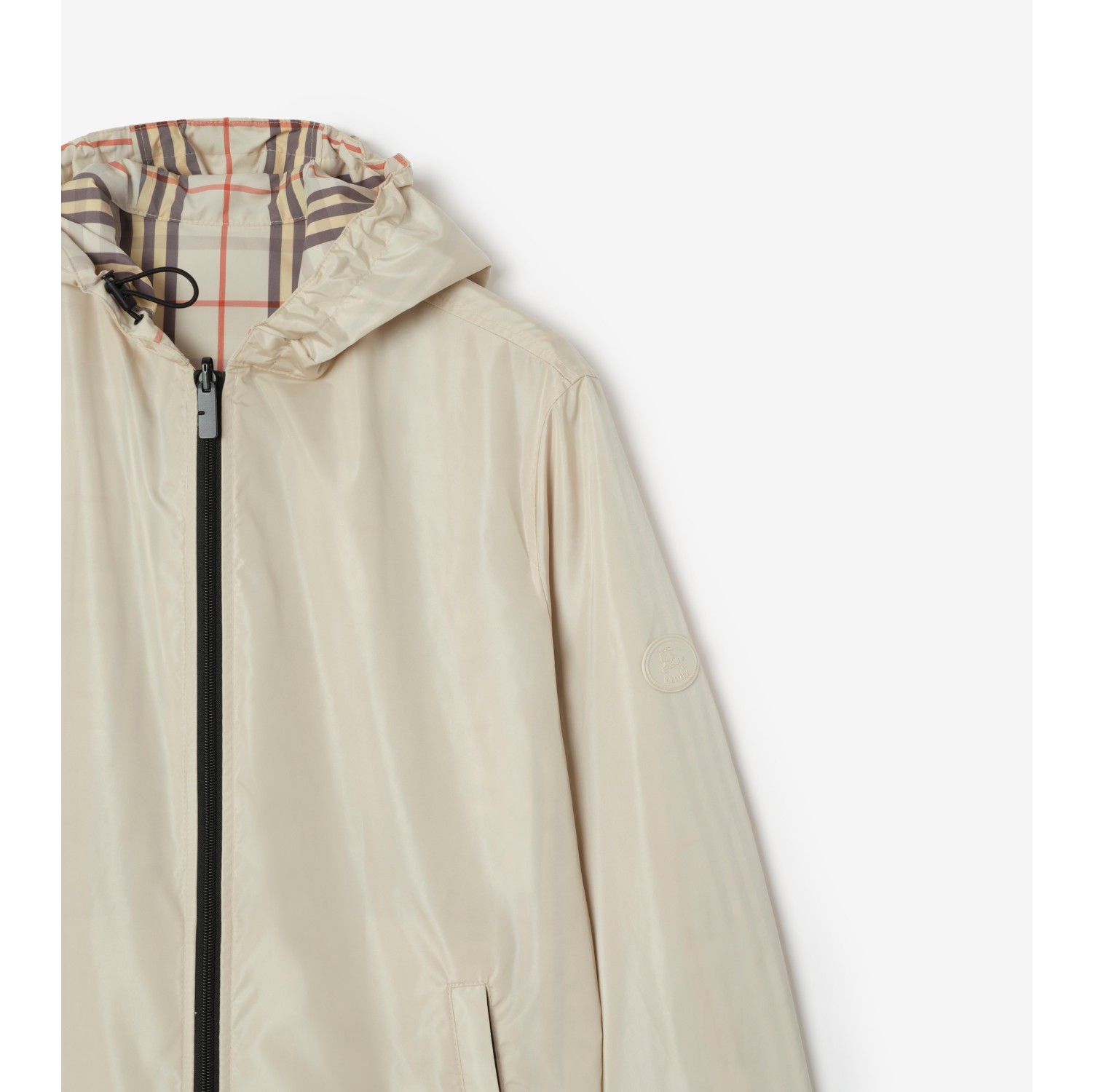Reversible Check Hooded Jacket in Pebble beige - Men, Nylon | Burberry® Official