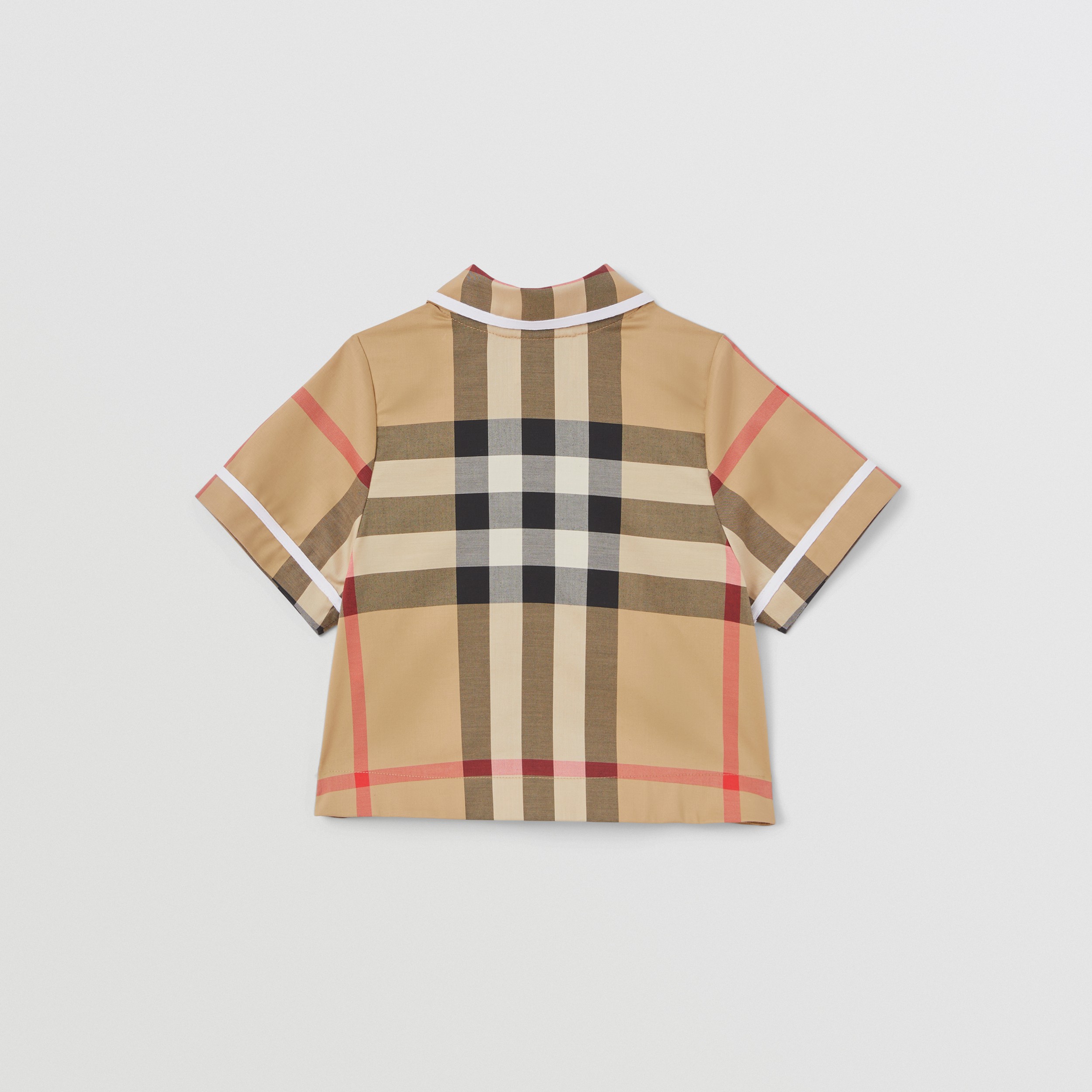 Check Stretch Cotton Zip-front Shirt in Archive Beige - Children | Burberry® Official - 4