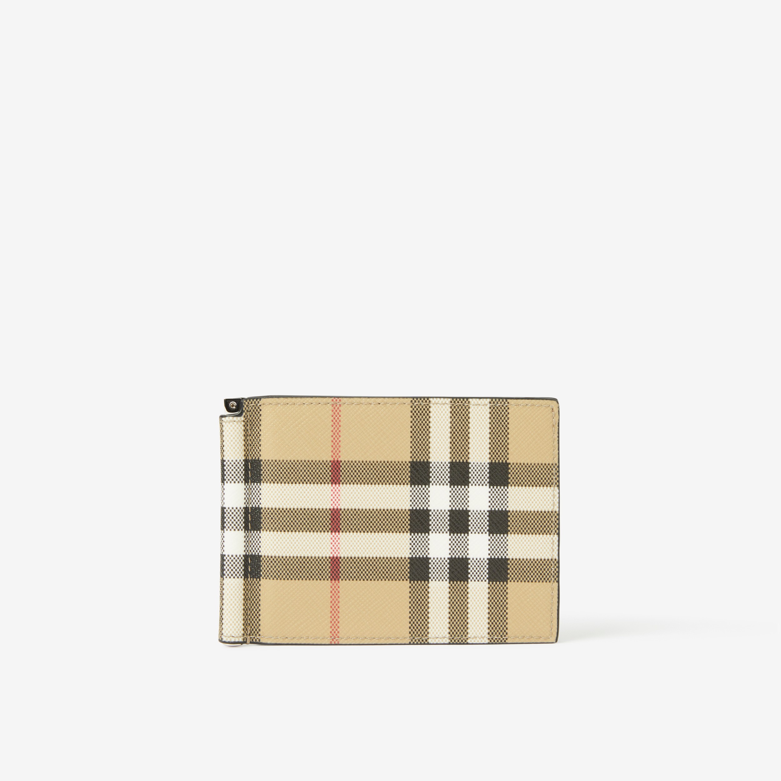 Vintage Check Money Clip Wallet in Archive Beige - Men | Burberry® Official