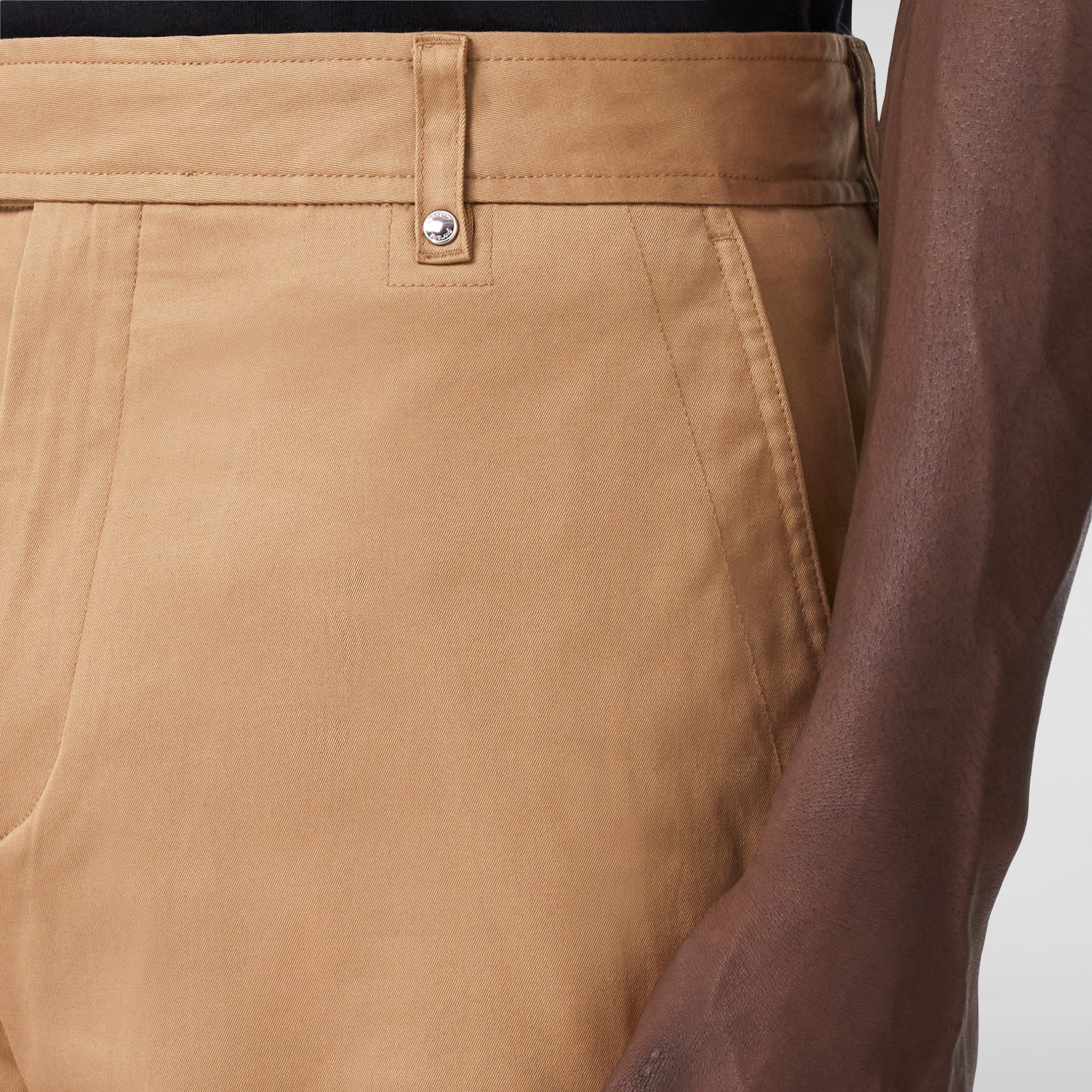 Monogram Motif Stretch Cotton Shorts in Camel - Men | Burberry® Official - 2