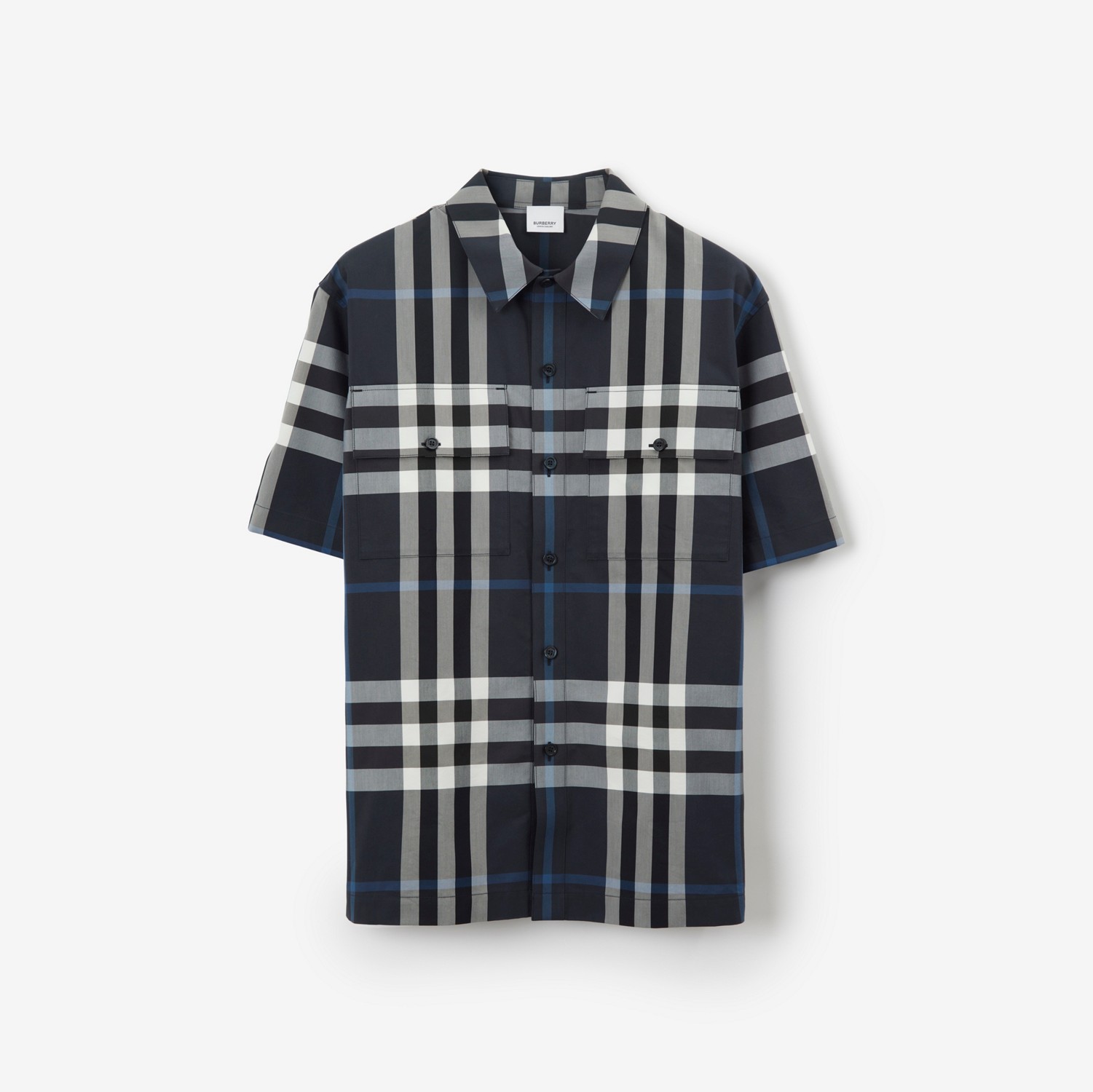 Oversize-Hemd aus Baumwollmischung in Check (Weiß/dunkelblau) - Herren | Burberry®