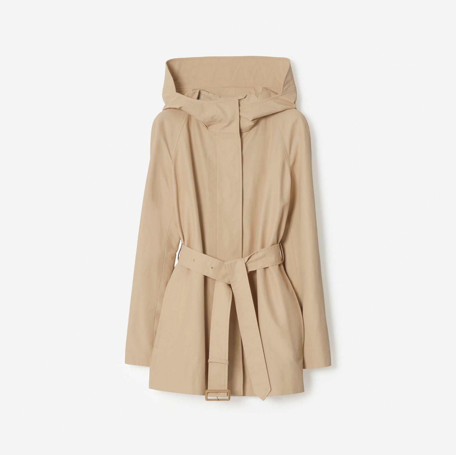 Technical Cotton Faille Hooded Car Coat in Soft Fawn - Women | Burberry® Official