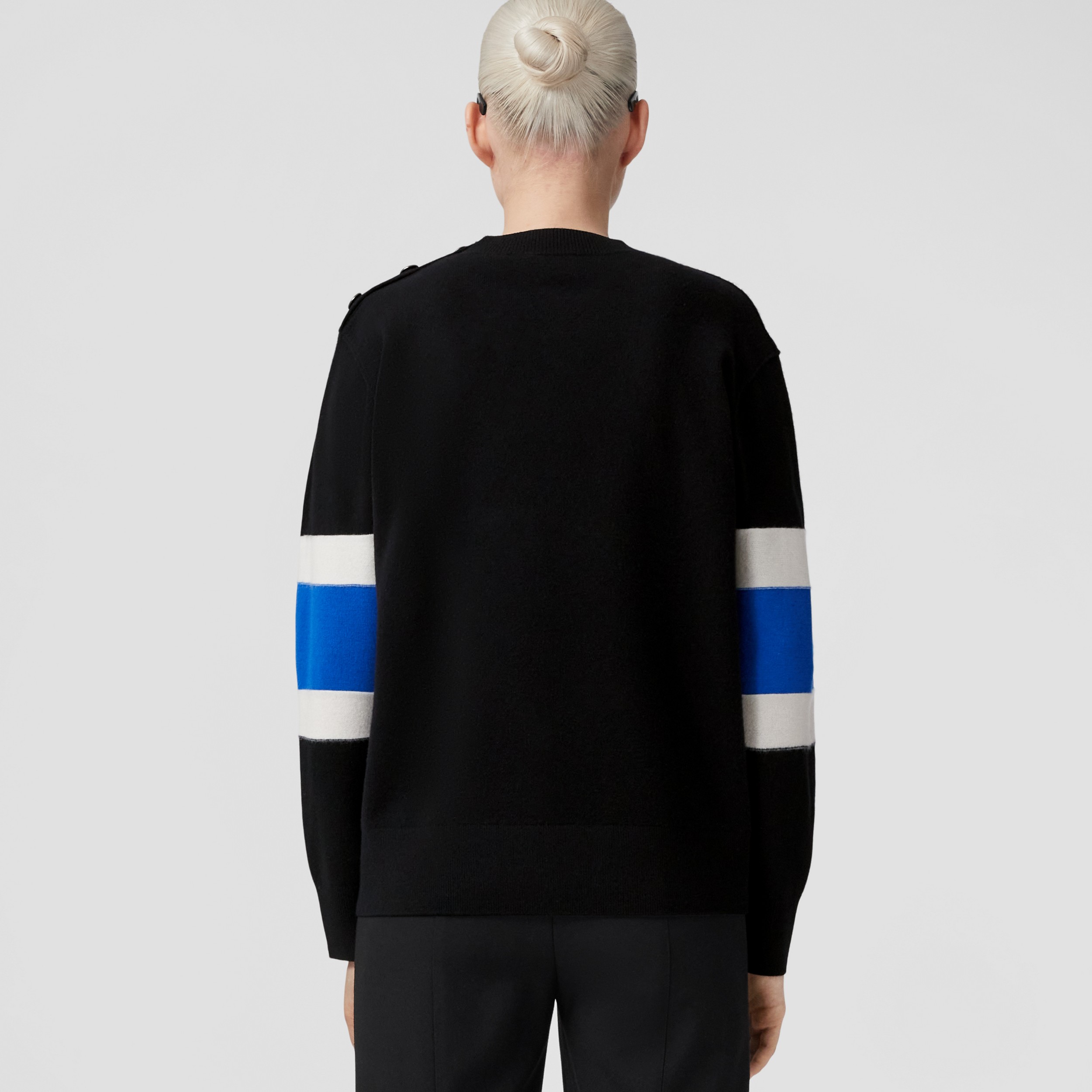 Logo Graphic Appliqué Wool Cashmere Sweater in Black - Women | Burberry® Official - 3