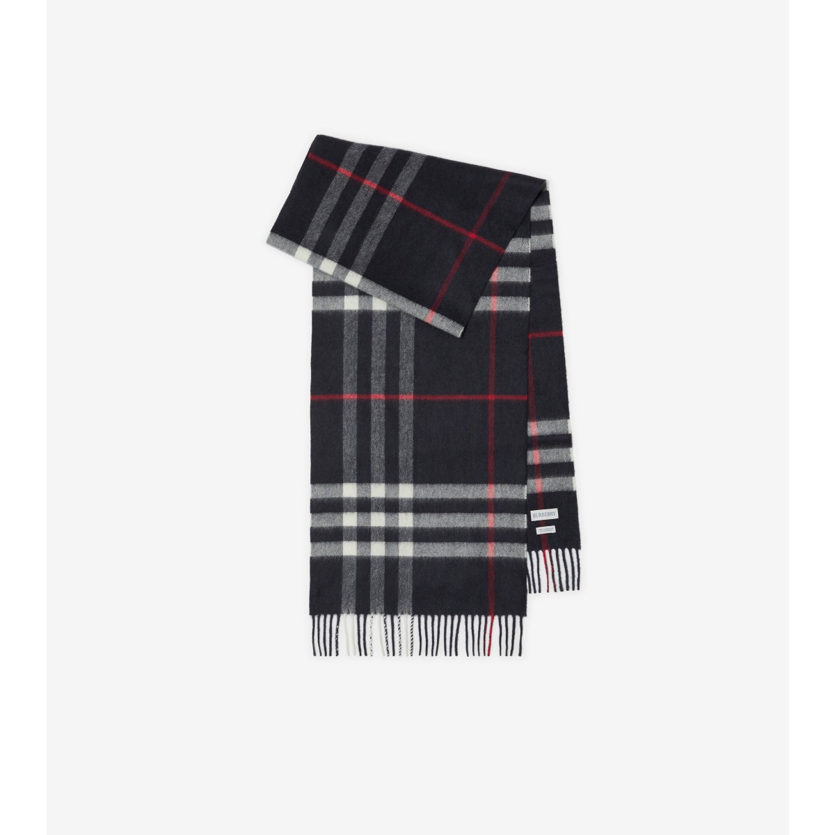 Burberry Check Cashmere Scarf In Navy