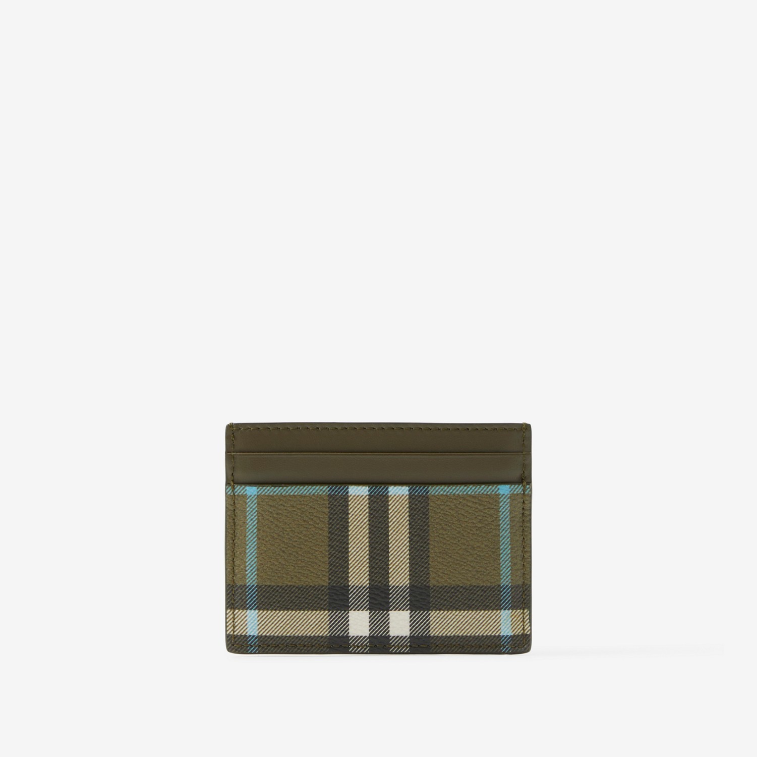 Check and Leather Card Case in Olive Green - Women | Burberry® Official