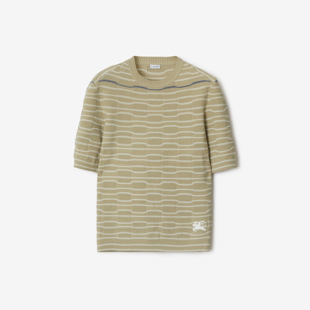 Burberry Striped Cotton Blend Top In Neutral