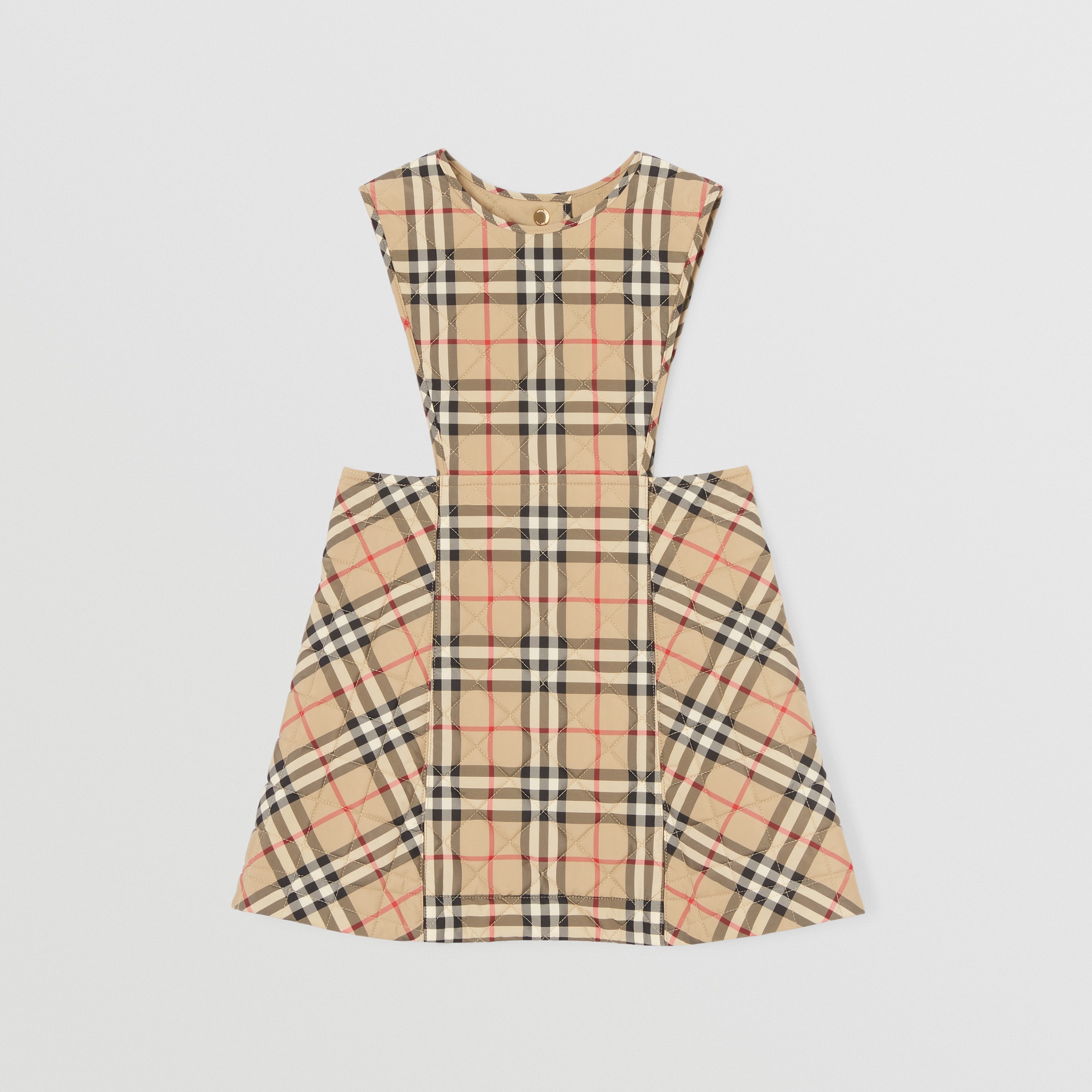 Vintage Check Diamond Quilted Pinafore Dress in Archive Beige | Burberry® Official - 1