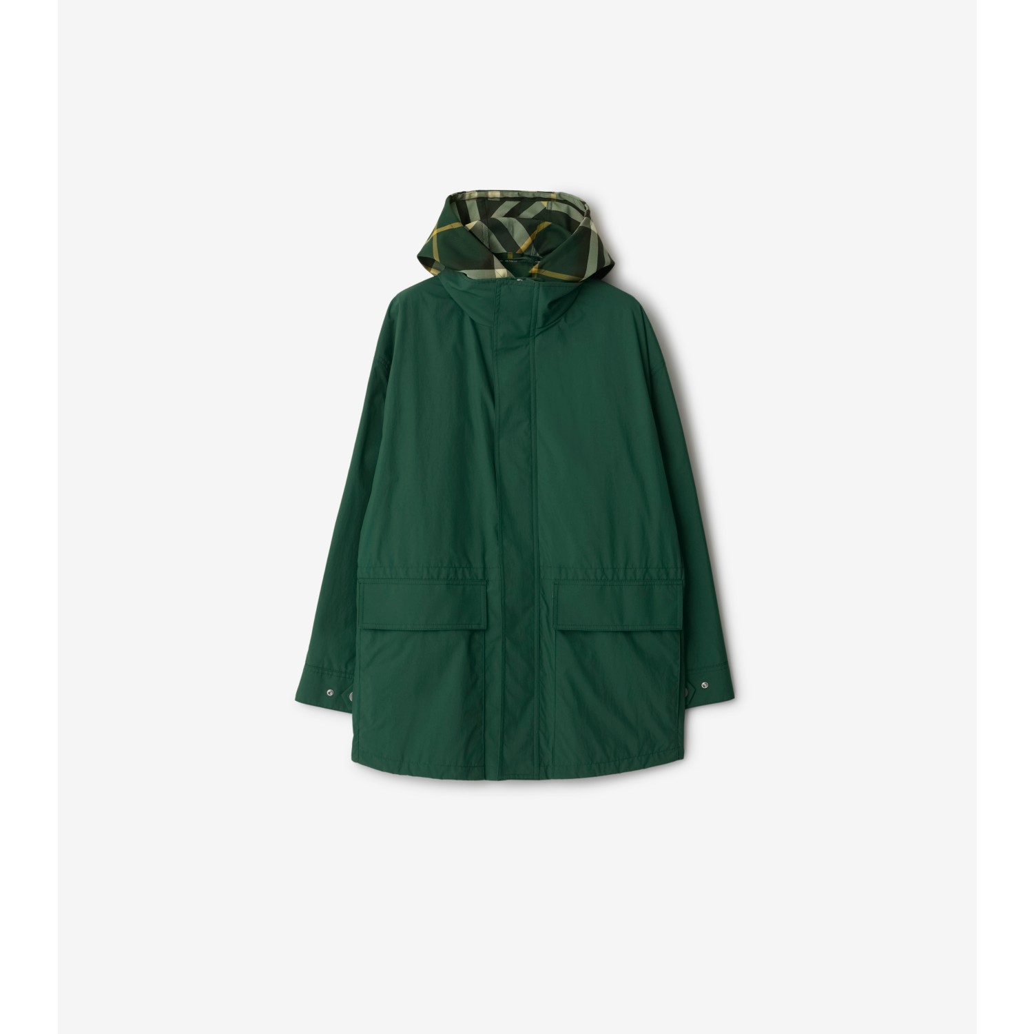 Check Hood Nylon Jacket in Ivy - Women | Burberry® Official