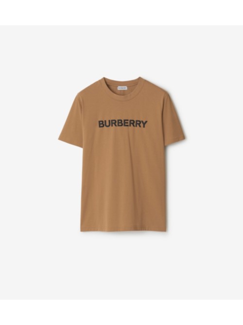 Burberry Logo Cotton T-shirt In Camel