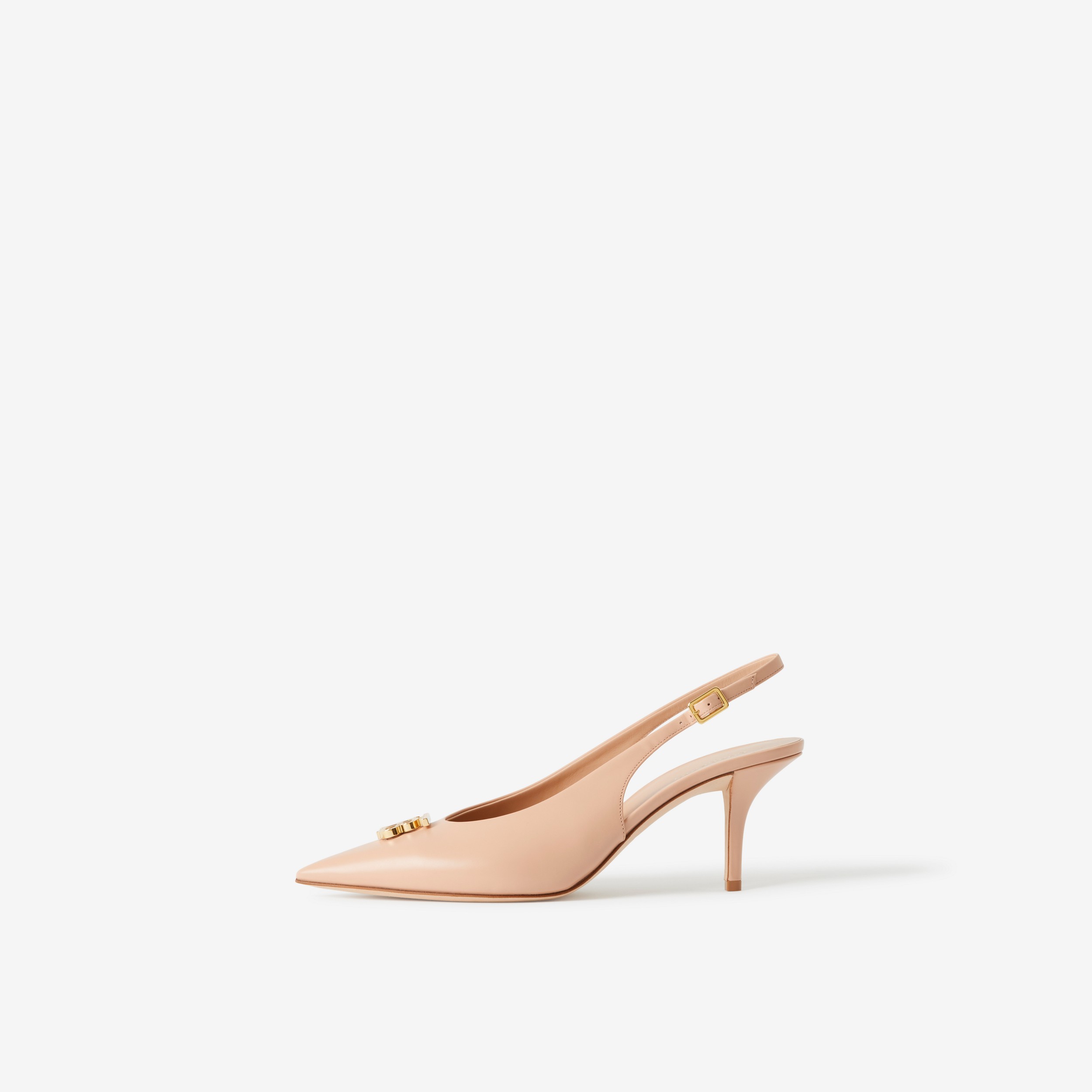 Monogram Motif Leather Slingback Pumps in Pale Nude - Women | Burberry® Official - 4