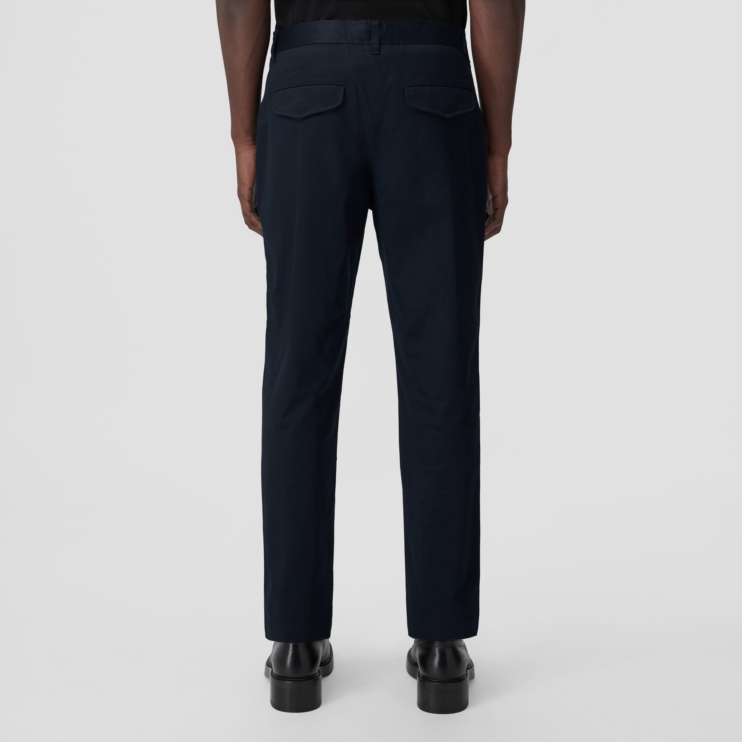 Slim Fit Monogram Motif Stretch Cotton Chinos in Coal Blue - Men | Burberry® Official - 3
