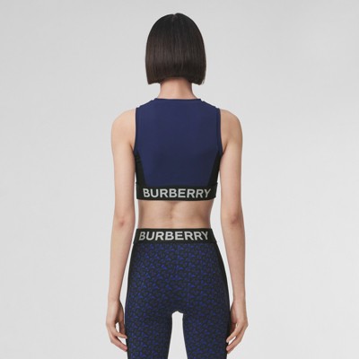 Monogram Print Stretch Jersey Cropped Top in Deep Royal Blue - Women |  Burberry® Official