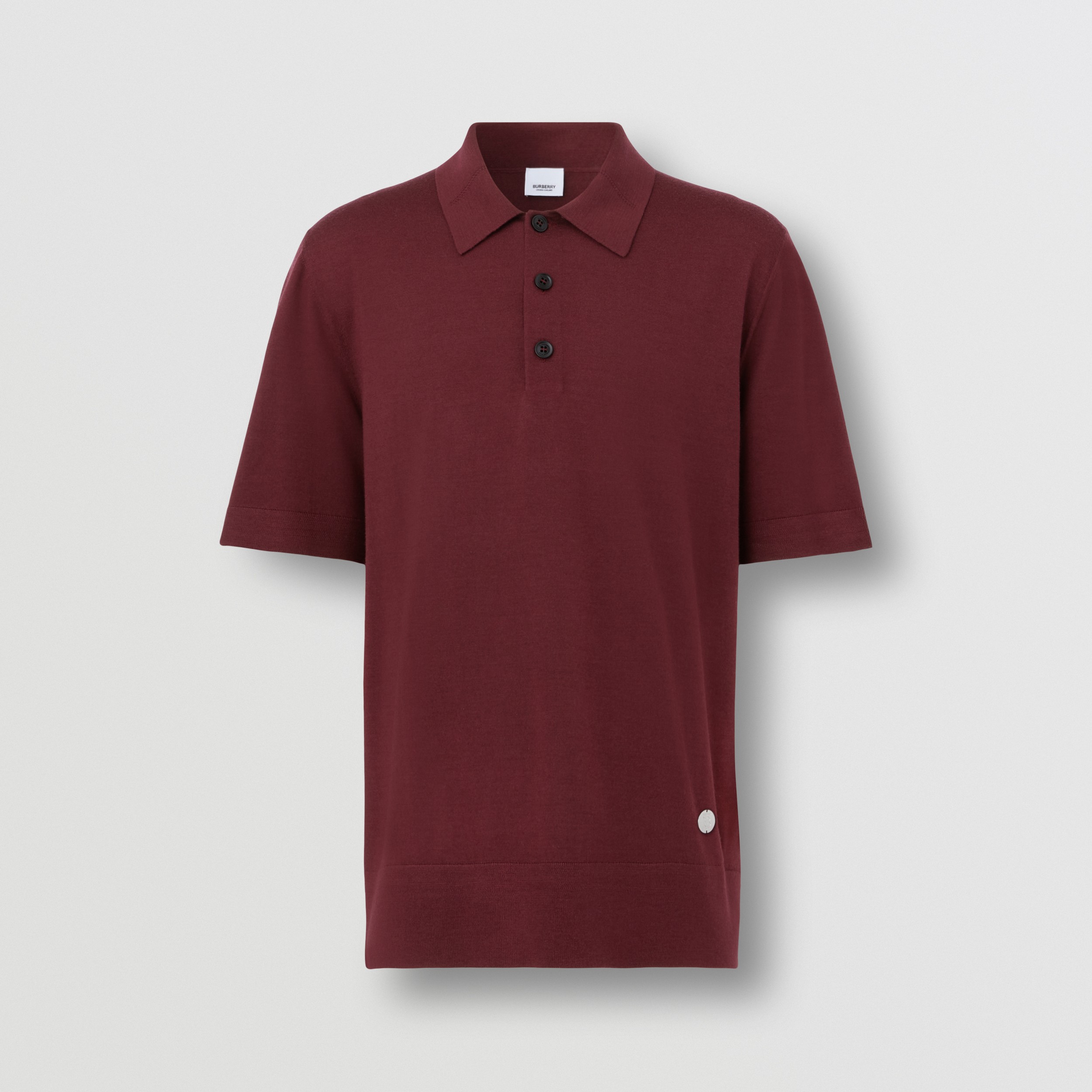 モノグラムモチーフ ウールシルクブレンド ポロシャツ (ボルドー) - メンズ | Burberry®公式サイト モノグラムモチーフ ウールシルクブレンド ポロシャツ (ボルドー) - メンズ | Burberry®公式サイト