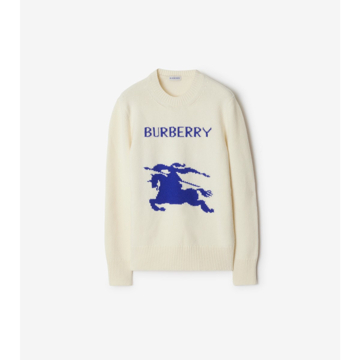Shop Burberry Ekd Wool Cashmere Sweater In Off White