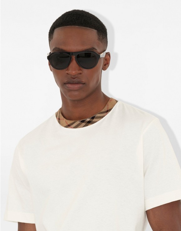 Check Trim Cotton T-shirt