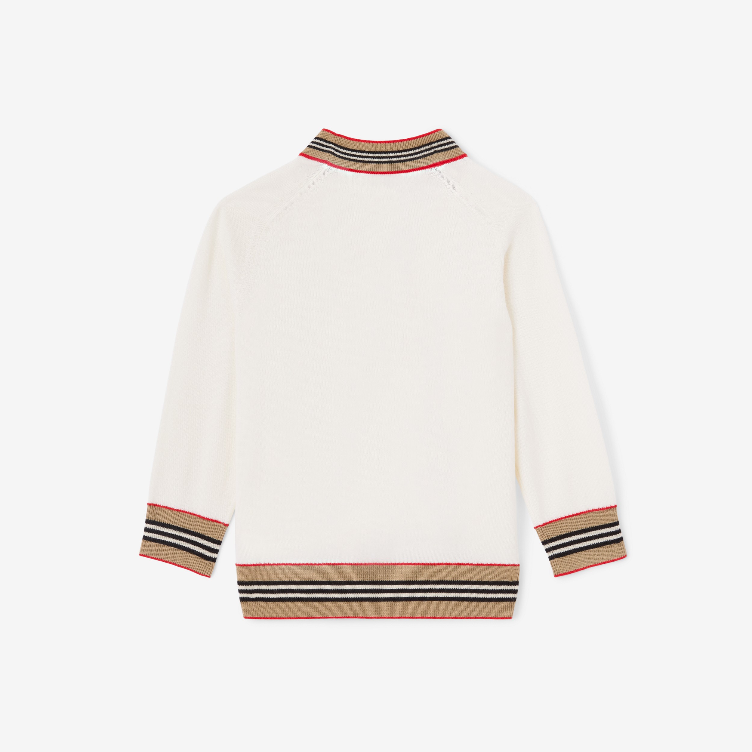 Icon Stripe Trim Wool Cardigan in Ivory | Burberry® Official - 2