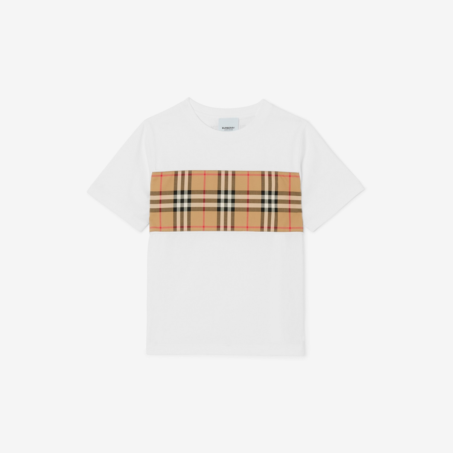 Vintage 格纹裁片棉质 T 恤衫 (白色) | Burberry® 博柏利官网