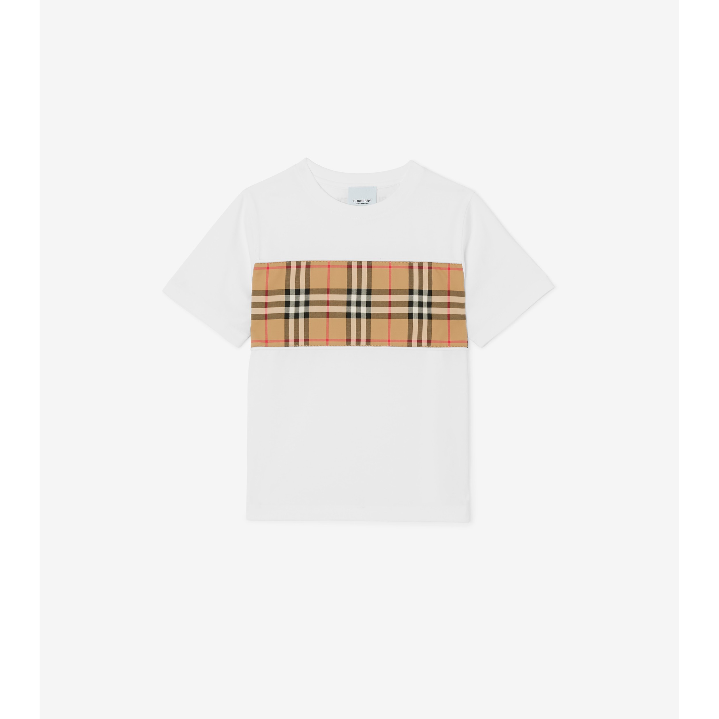 Panelled vintage check and icon stripe store cotton shirt