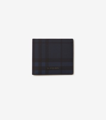 City Check Bifold Wallet in Navy - Men, Technical, Cotton