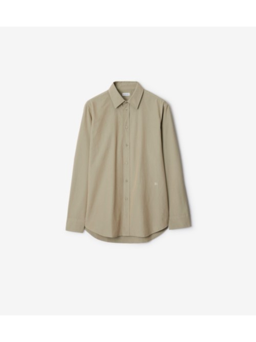 Shop Burberry Cotton Shirt In Drizzle