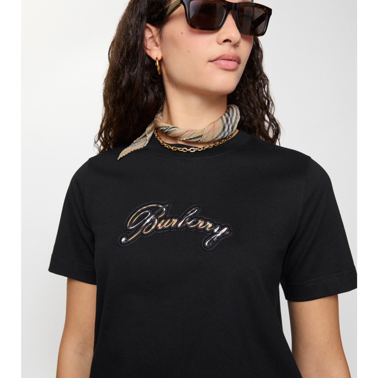 Check Cursive Logo Cotton T-shirt