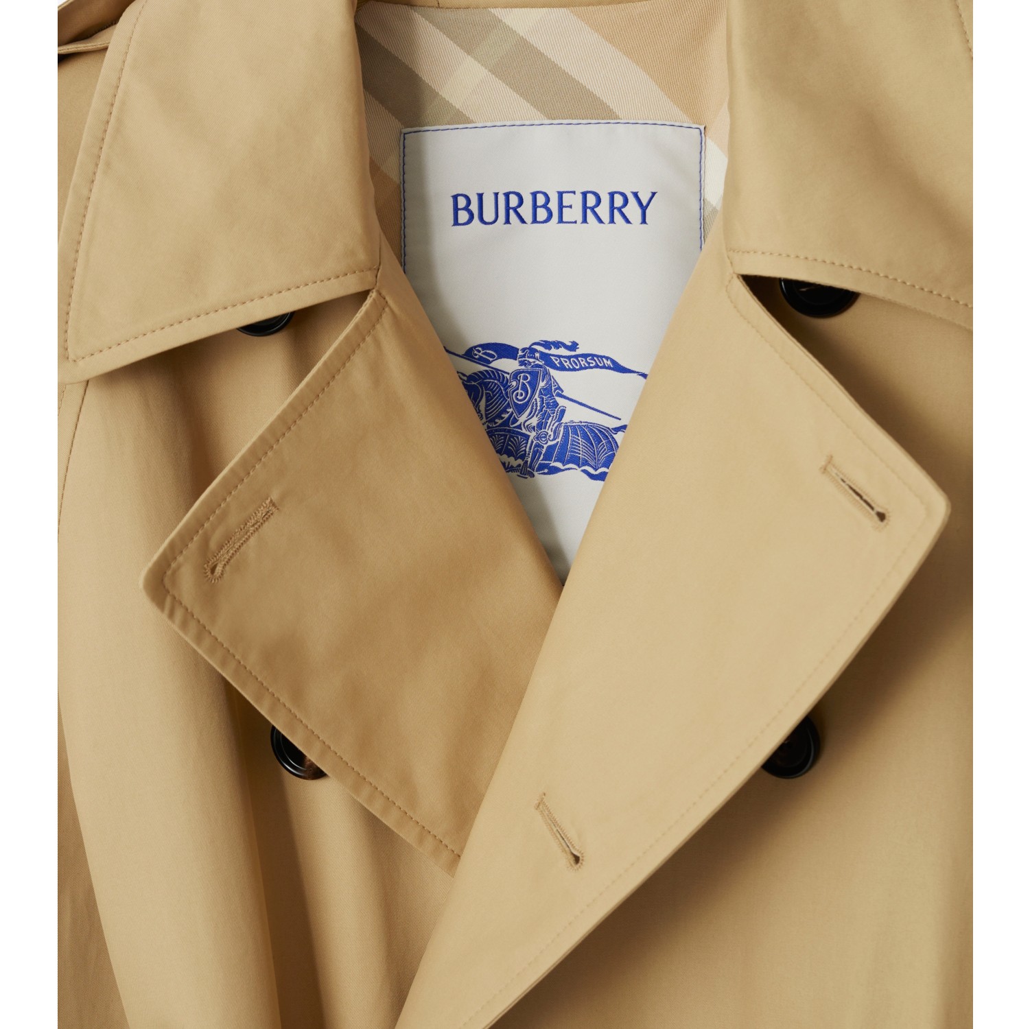 Long Gabardine Trench Coat in Flax Women Cotton Gabardine Burberry Official