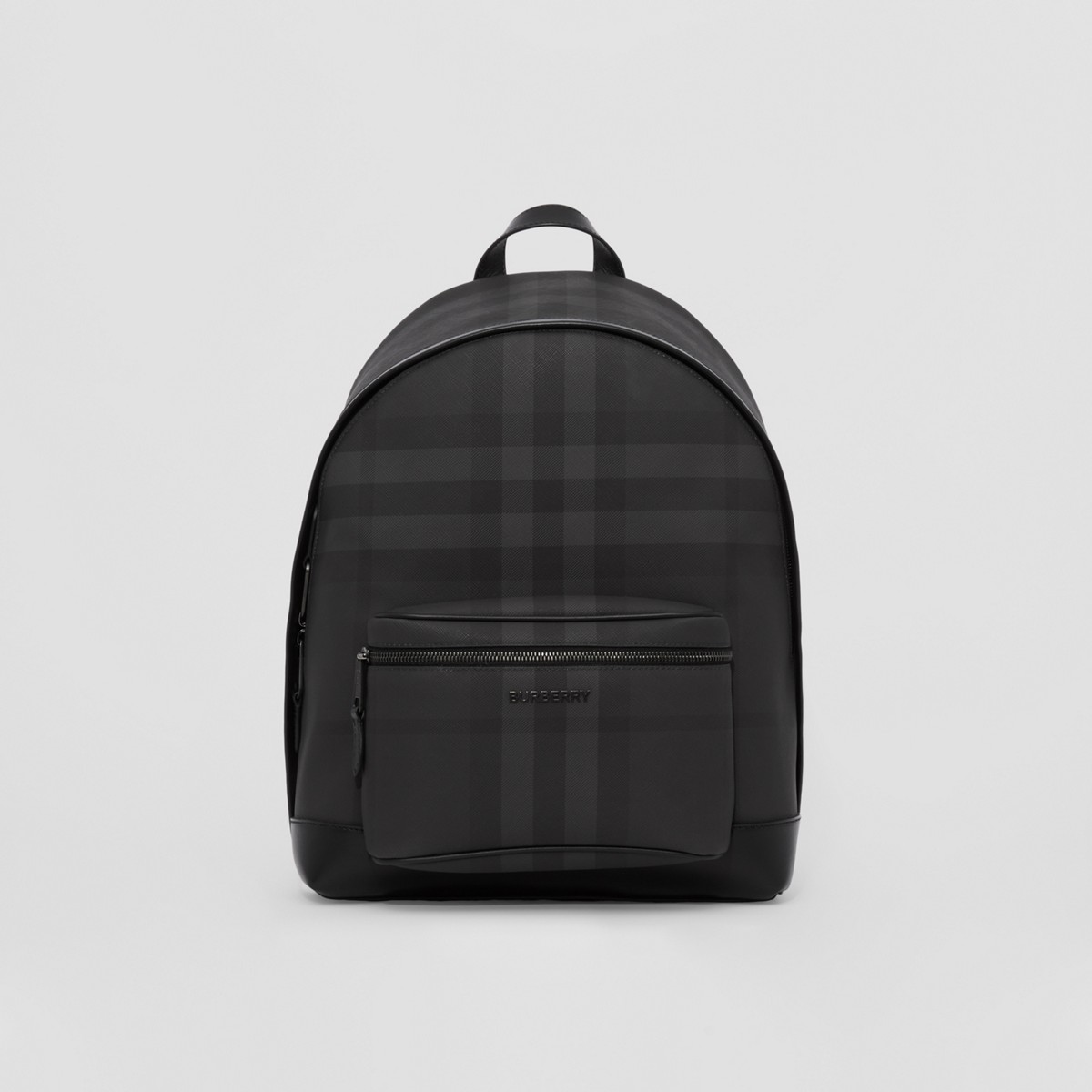 Charcoal Check And Leather Backpack