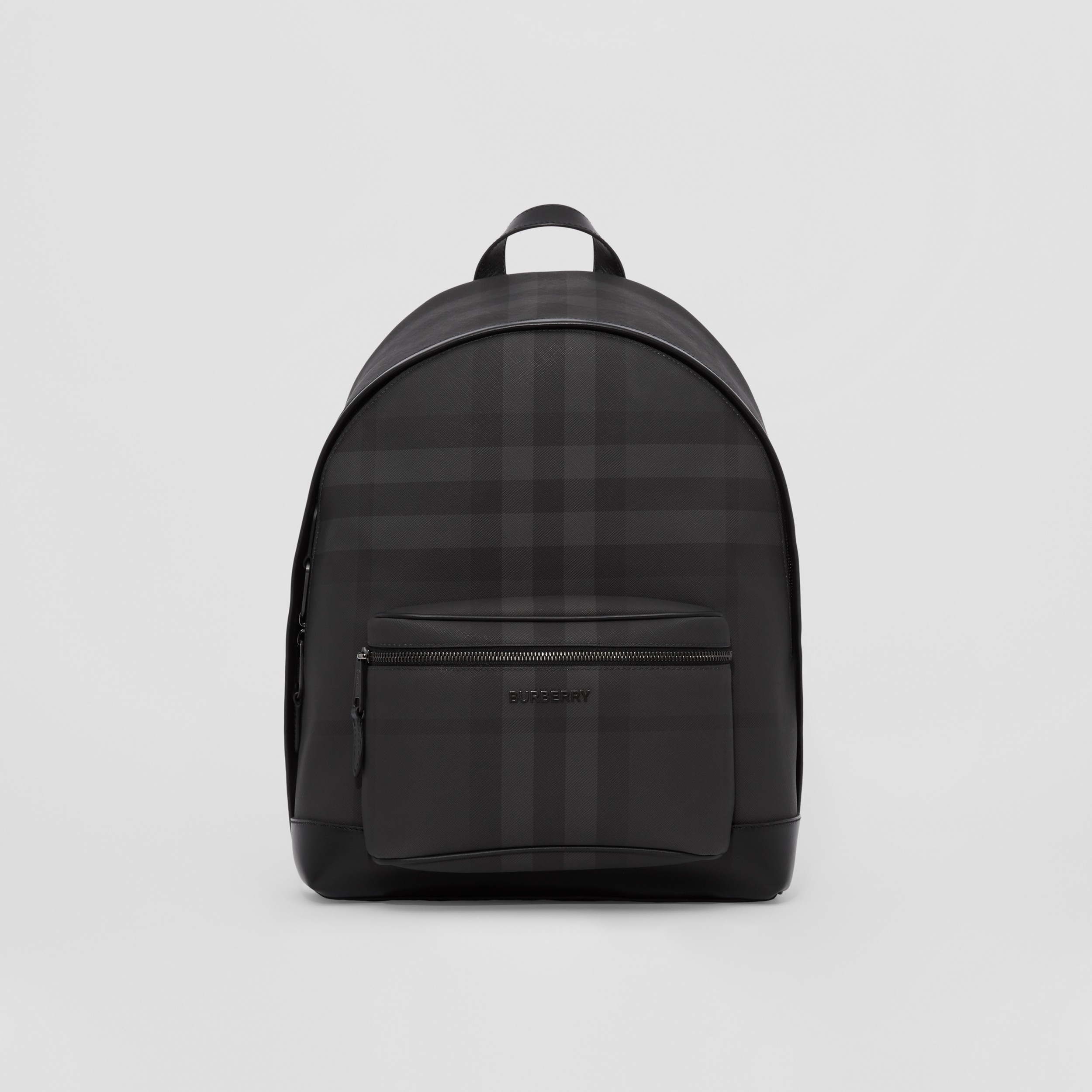 Charcoal Check and Leather Backpack | Burberry® Official - 1