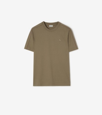 Check Piping Cotton T-shirt in Finch brown - Men | Burberry® Official