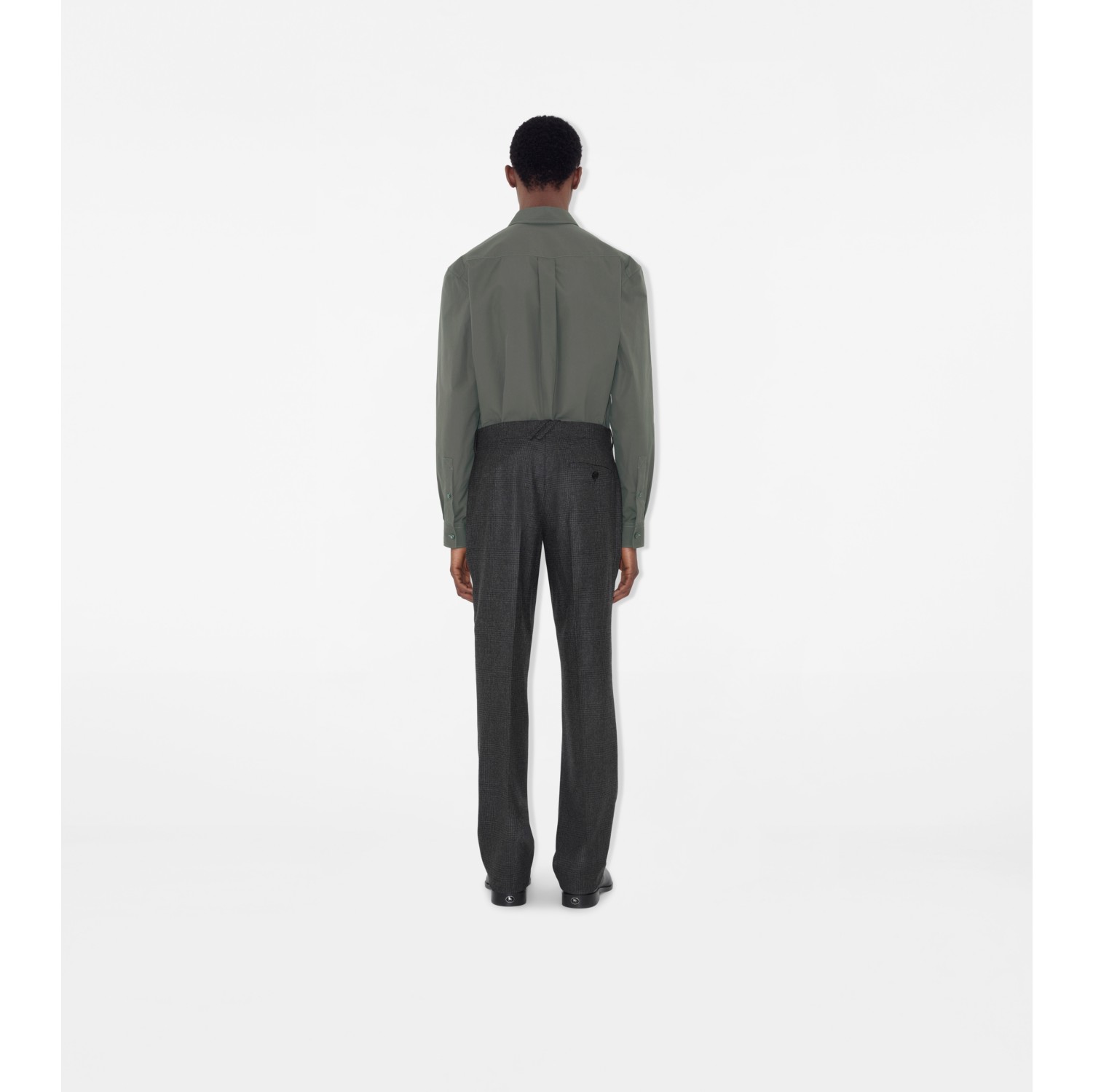 Check Wool Cashmere Tailored Trousers