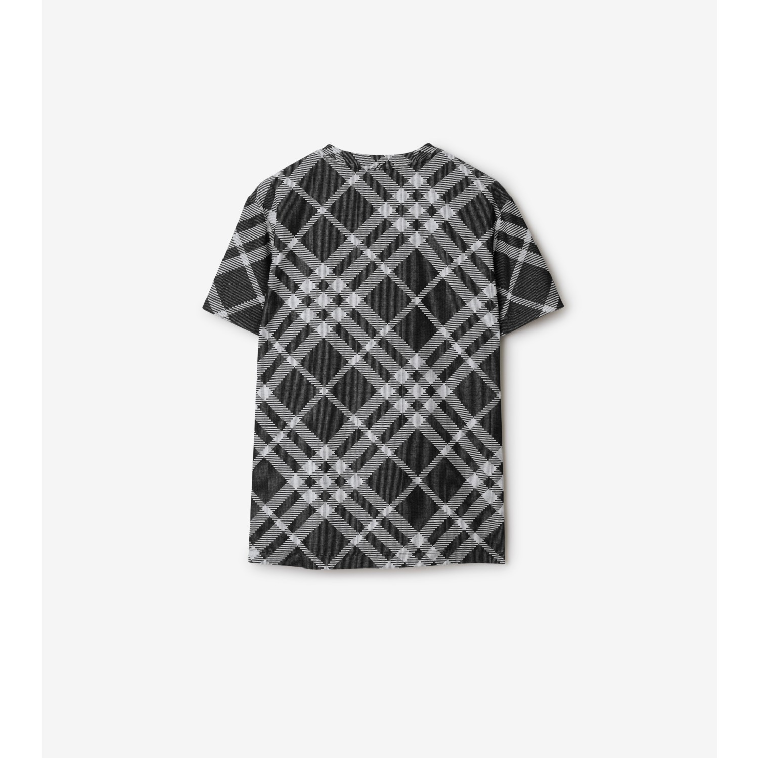 Check Stretch Cotton Blend T-shirt in Black/white - Men | Burberry® Official