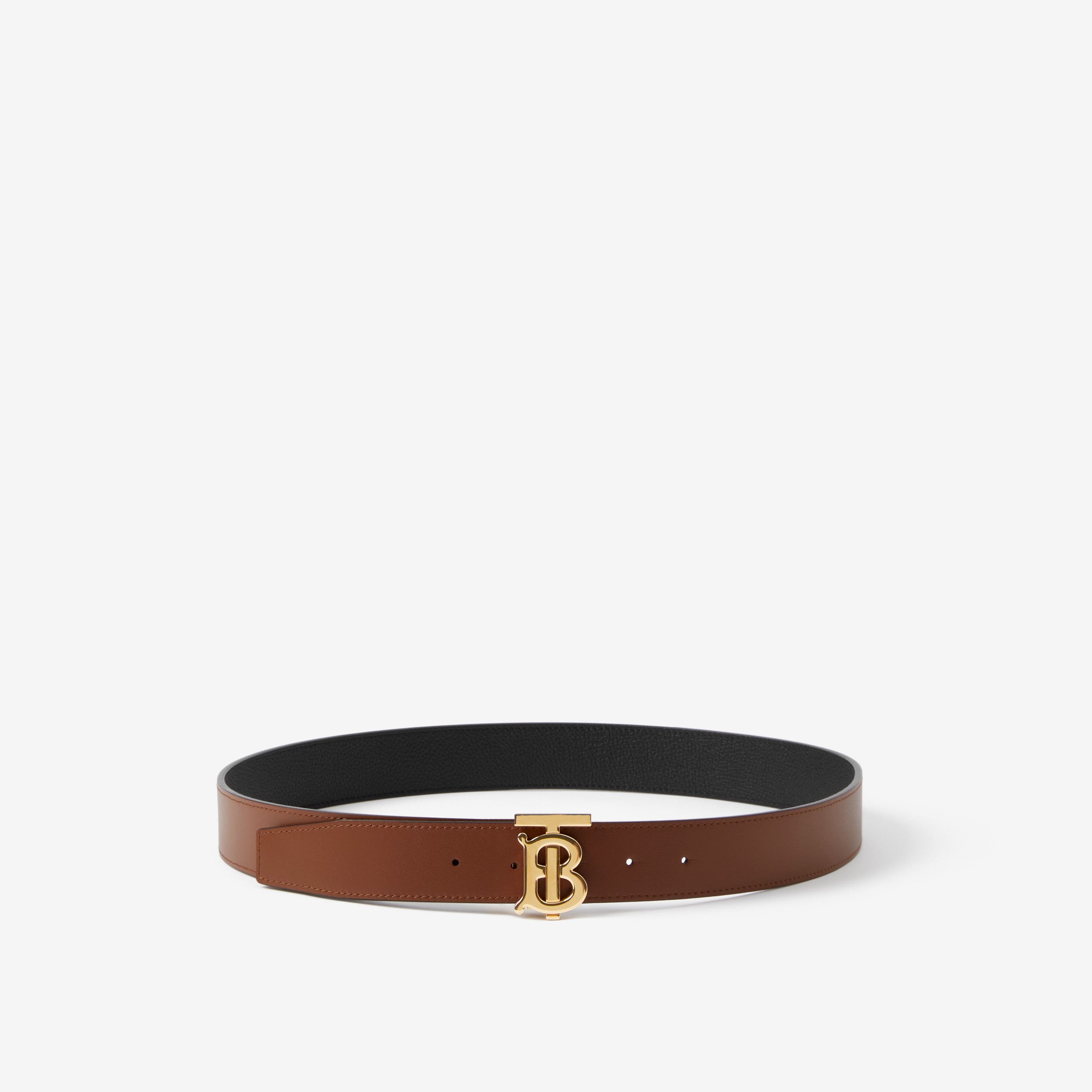 Leather Reversible TB Belt in Black/tan/light Gold - Men | Burberry® Official - 3