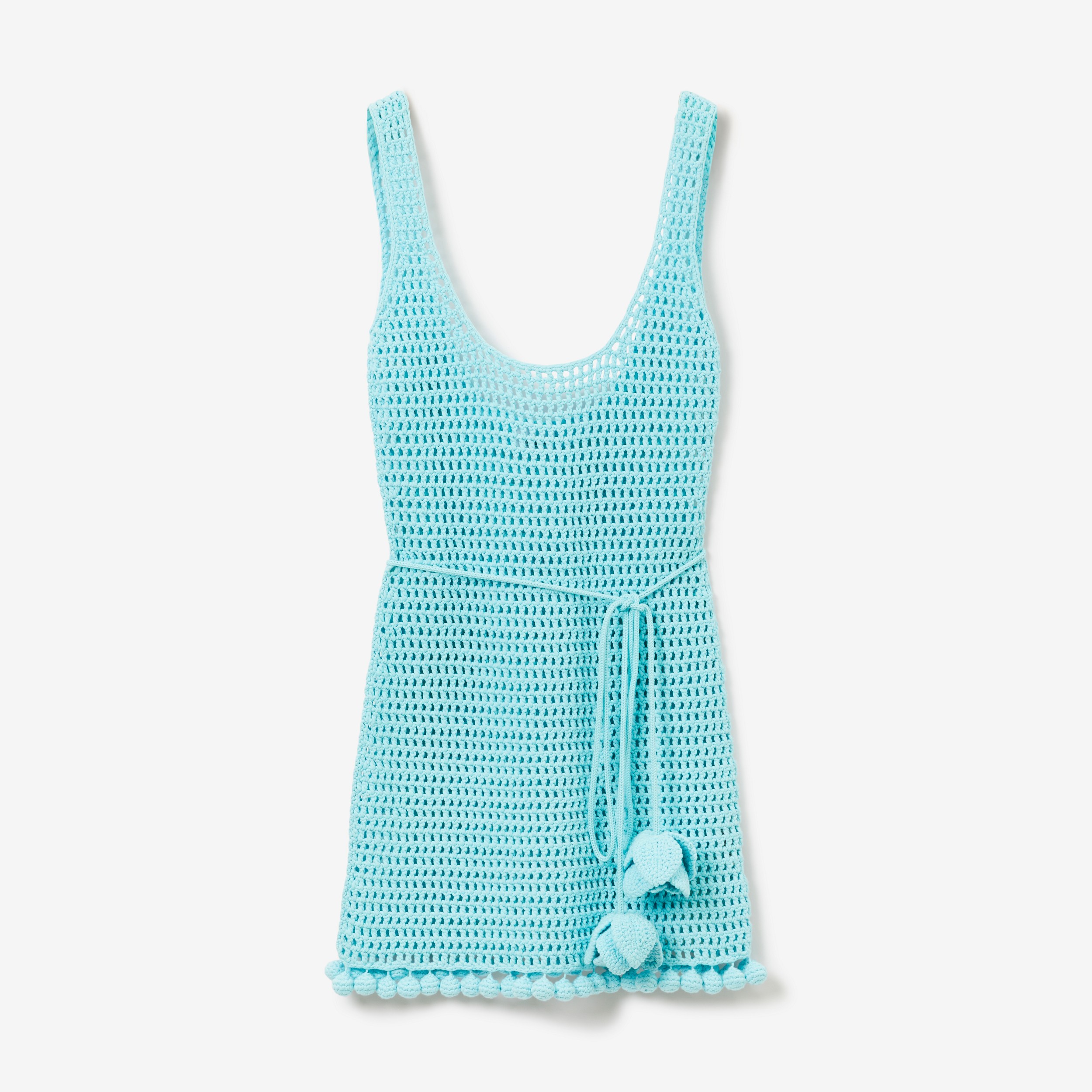 Crochet Technical Cotton Dress in Bright Topaz Blue - Women | Burberry® Official - 1