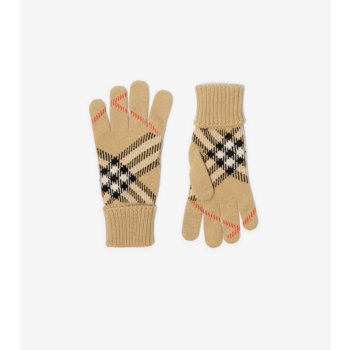  Check Cashmere Blend Gloves