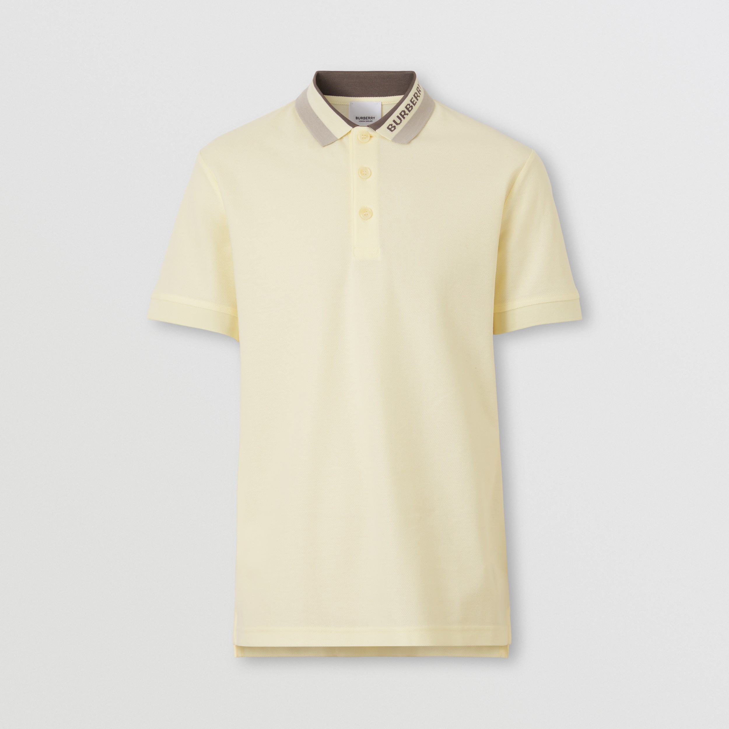Logo Detail Cotton Piqué Polo Shirt in Frosted Lemon - Men | Burberry® Official - 4