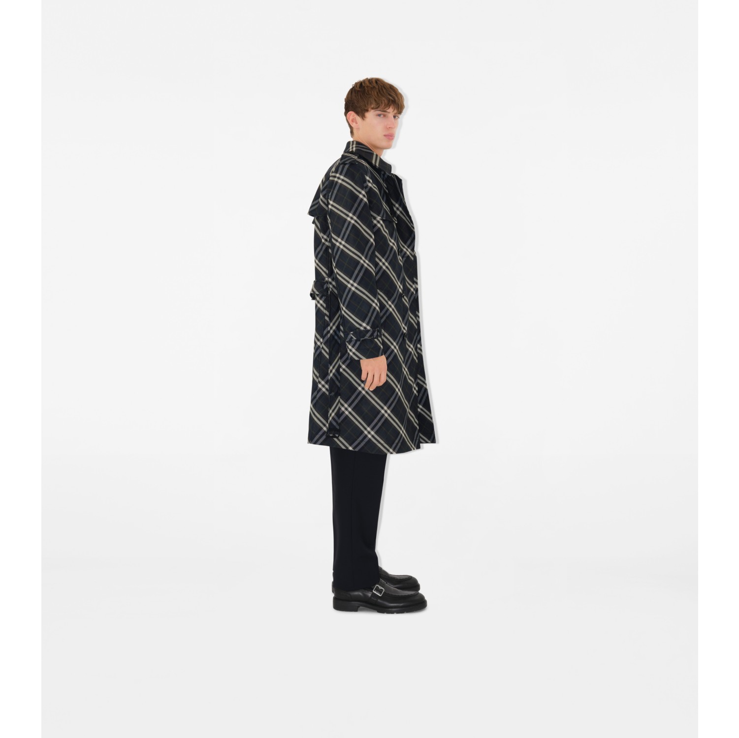 Long Check Trench Coat