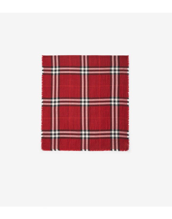 Reversible Check Wool Silk Scarf