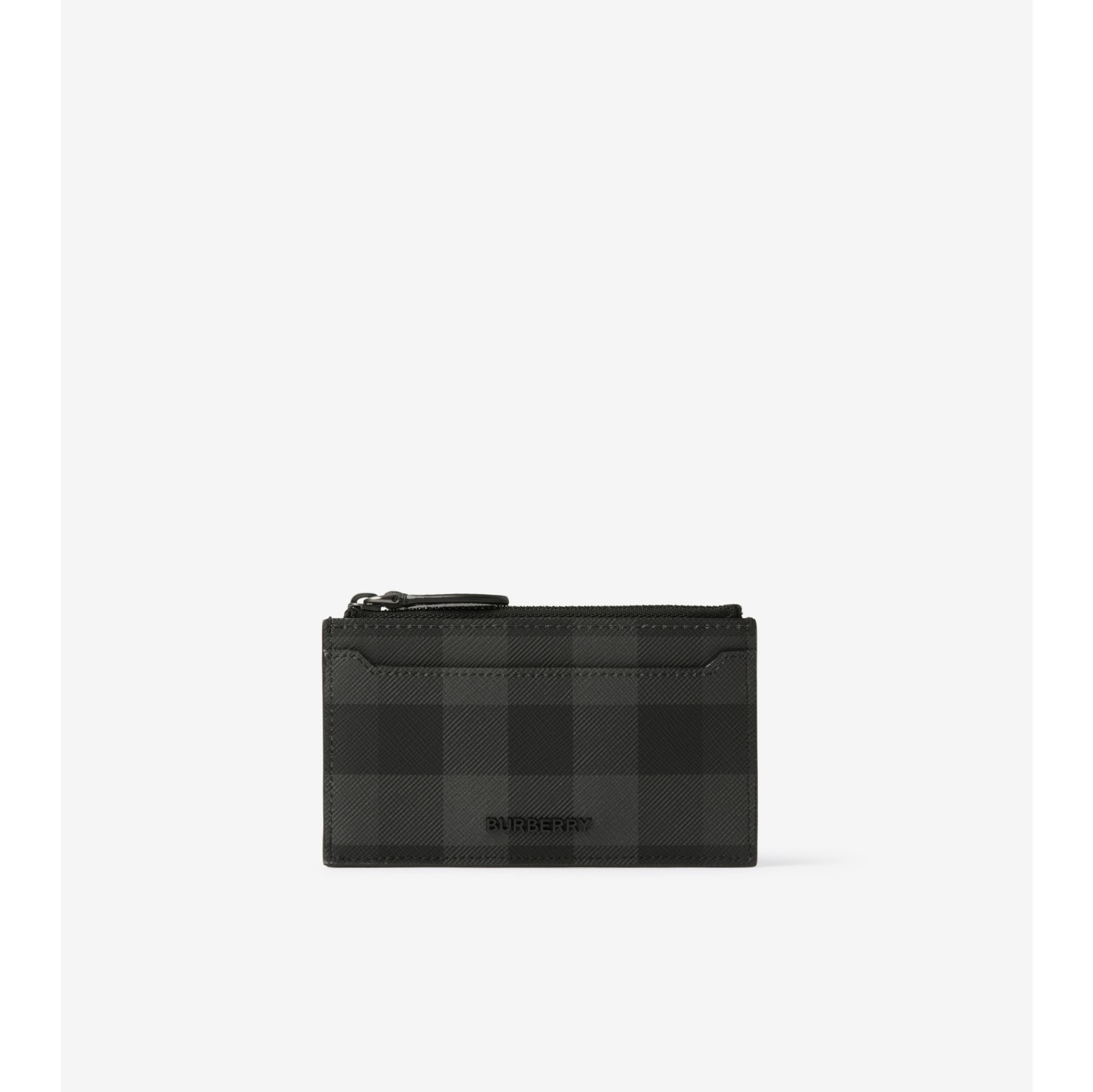 Check and Leather Pouch in Charcoal - Men | Burberry® Official