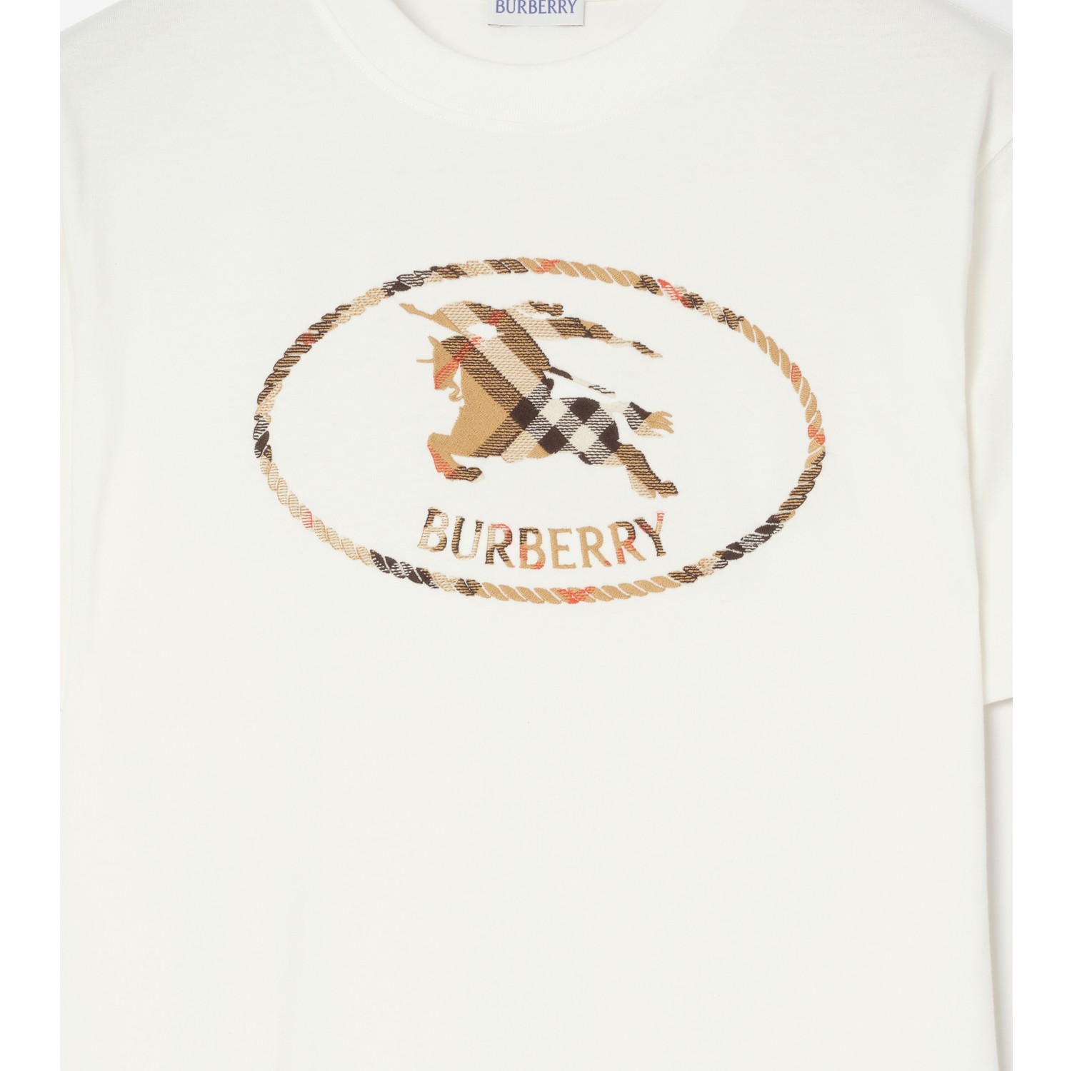 Check Knight Stamp Cotton T-shirt in Chalk white