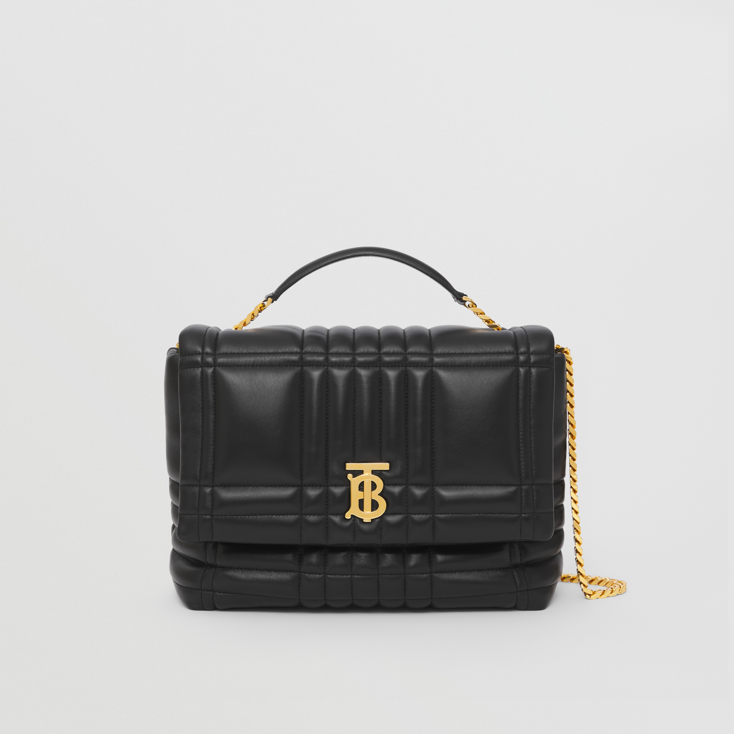 キルティングレザー ミディアム ローラ サッチェル ブラック Burberry 公式サイト