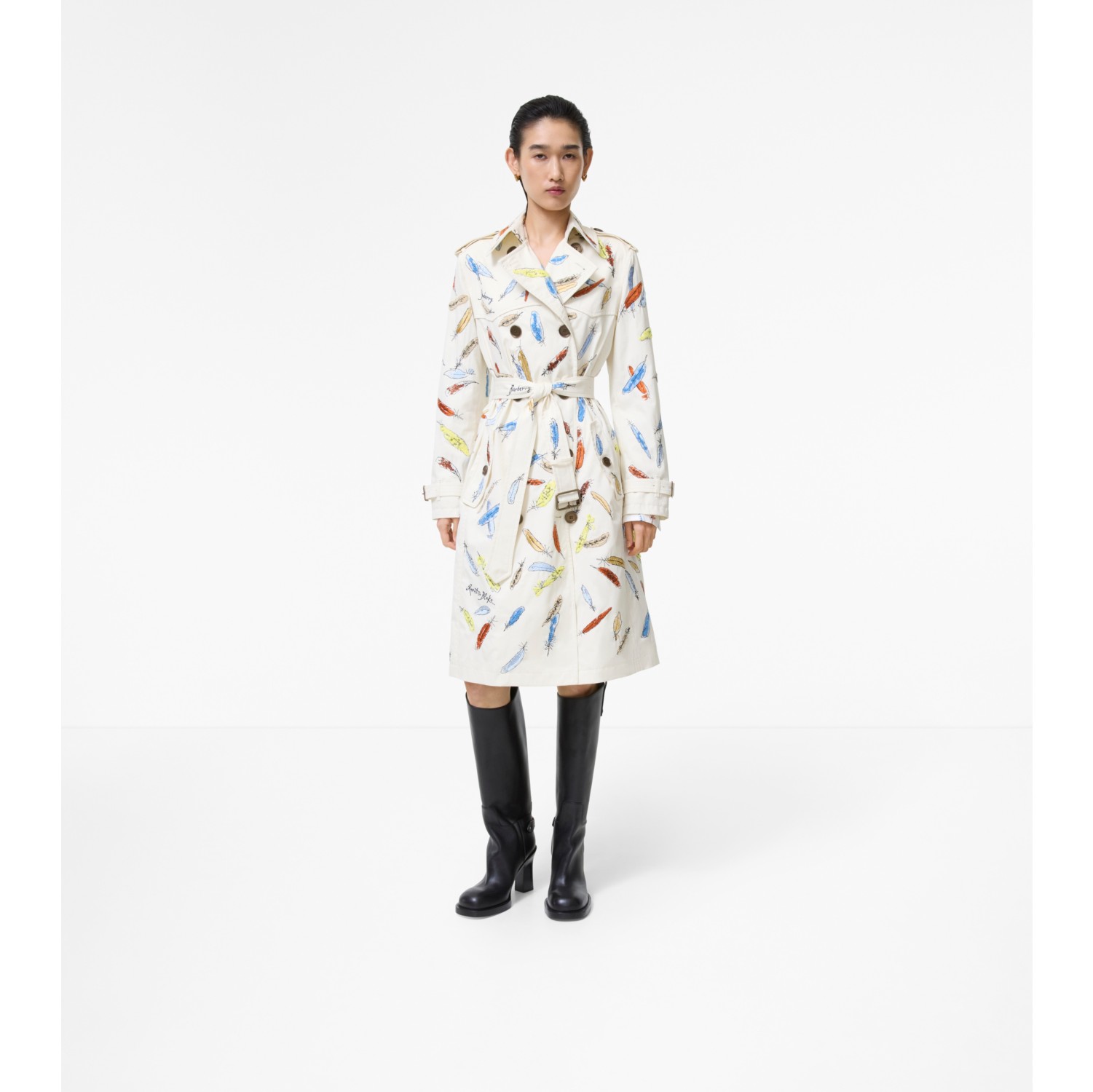BURBERRY コート ロング エンブロイダリー トロピカルギャバジン フォックスフィールド