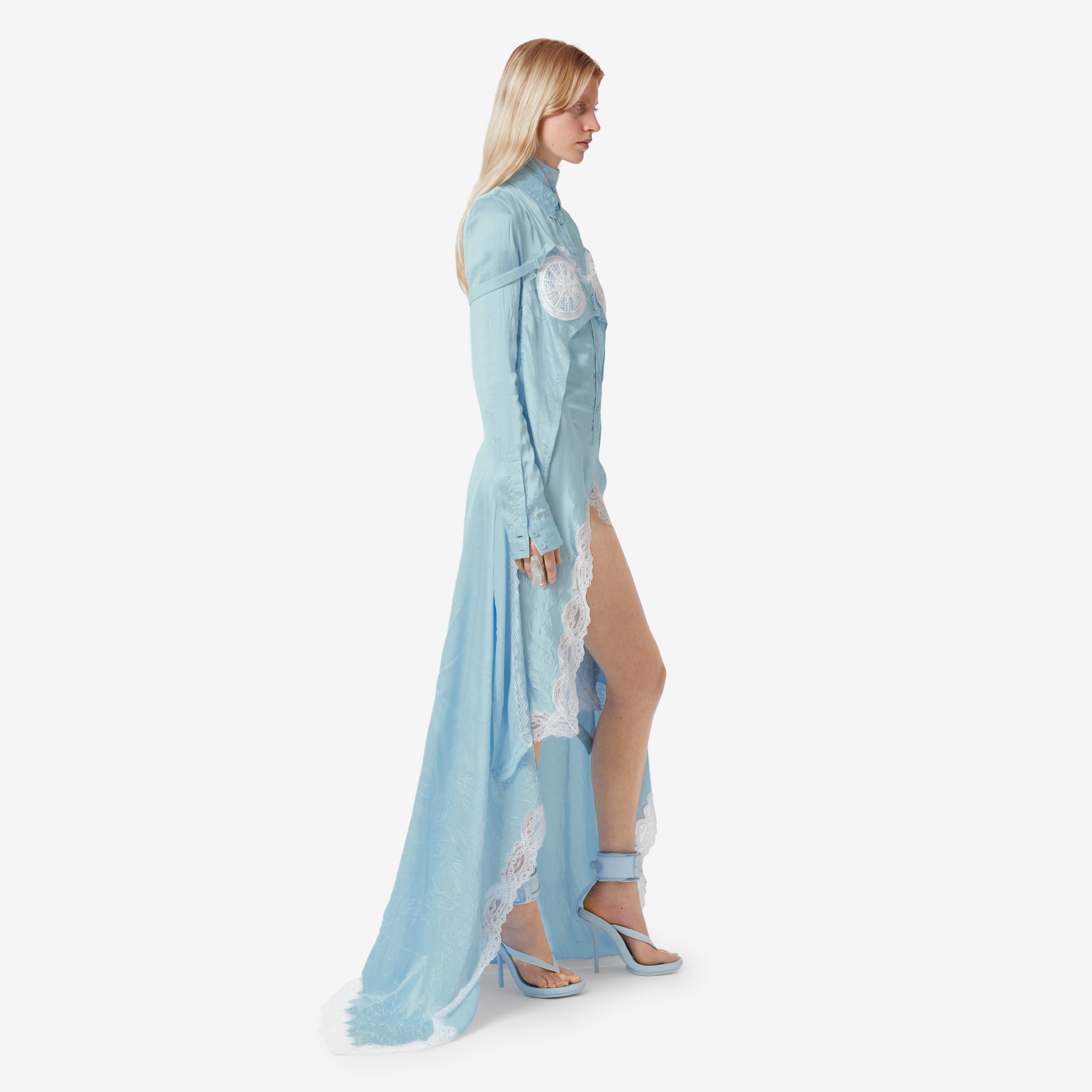 EKD Stretch Tulle Turtleneck Bodysuit in Glacier Blue - Women | Burberry® Official - 3