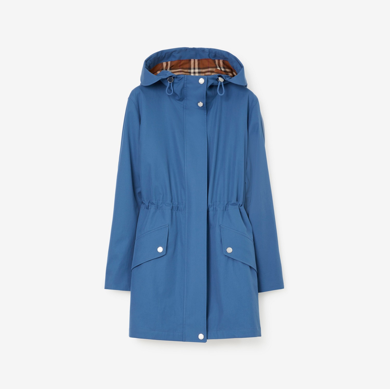 Tropical Gabardine Hooded Parka in Muted Navy - Women | Burberry® Official