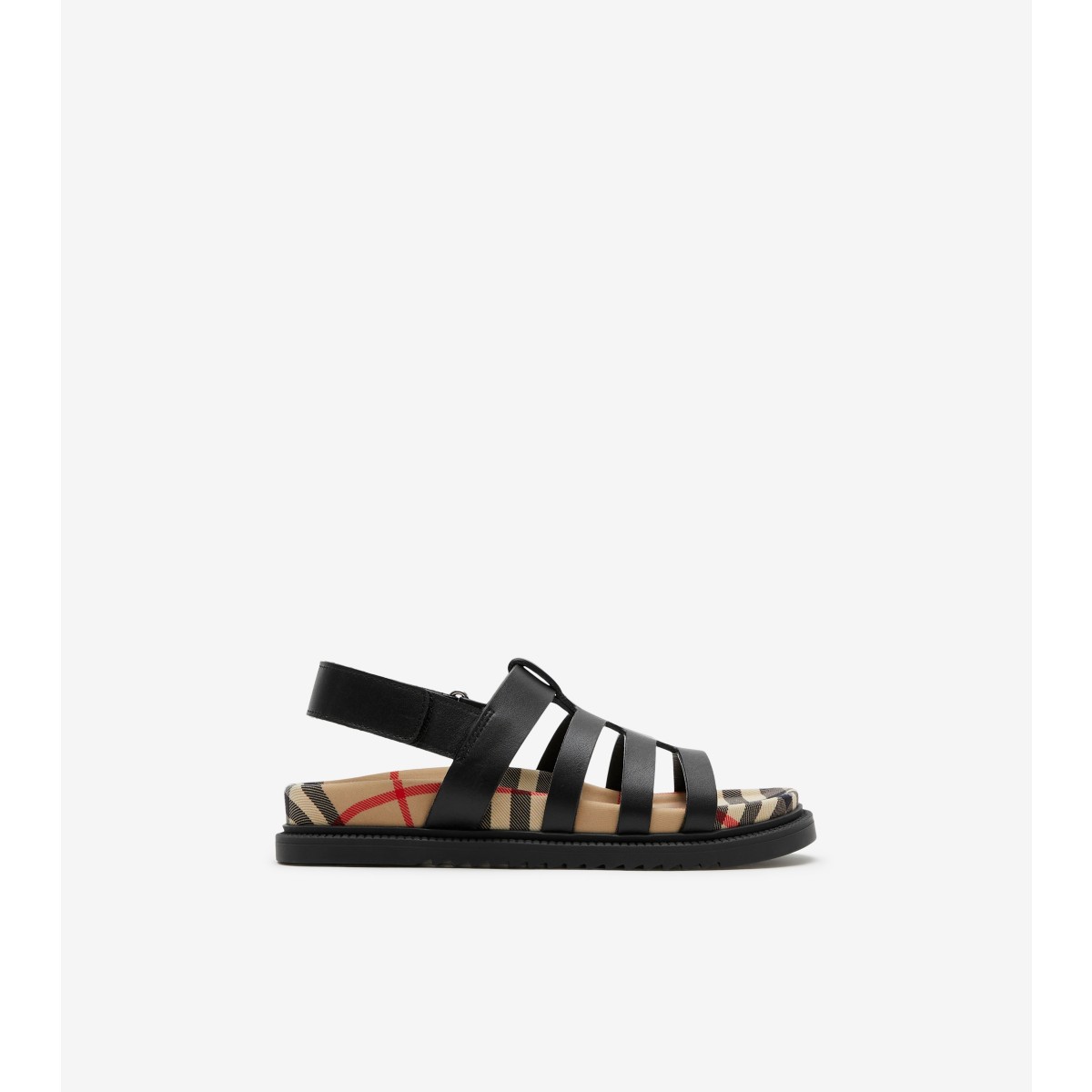 Shop Burberry Childrens Leather Sandals In Black